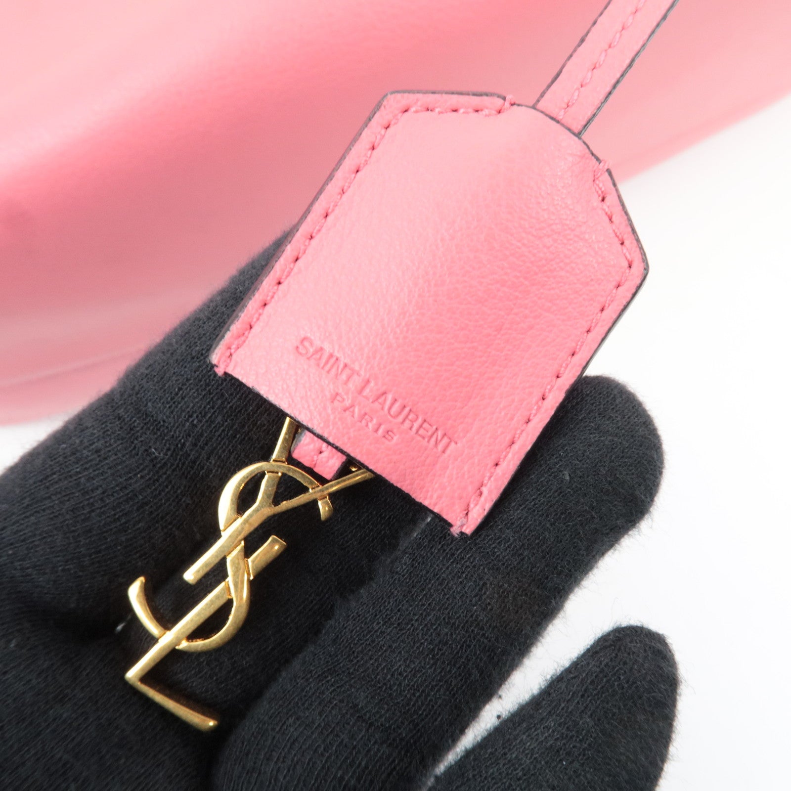 SAINT LAURENT Leather Shopping Tote Bag Pink 394195