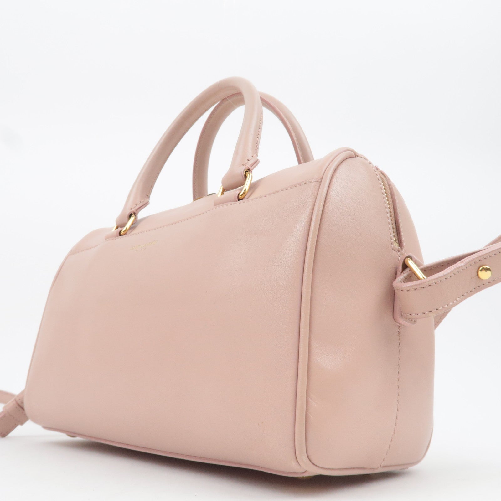 SAINT LAURENT Baby Duffle 2Way Leather Handbag Pink 330958