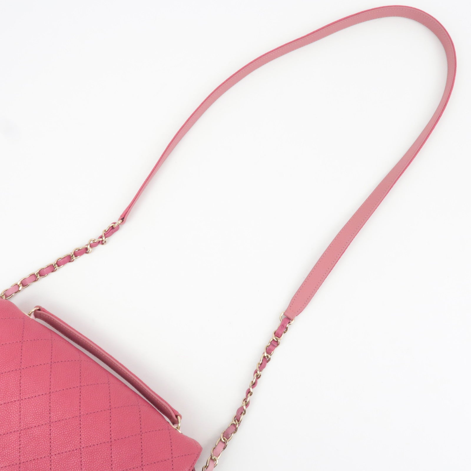 CHANEL Matelasse CC Coil Caviarskin 2Way Chain Shoulder Bag Pink A93659