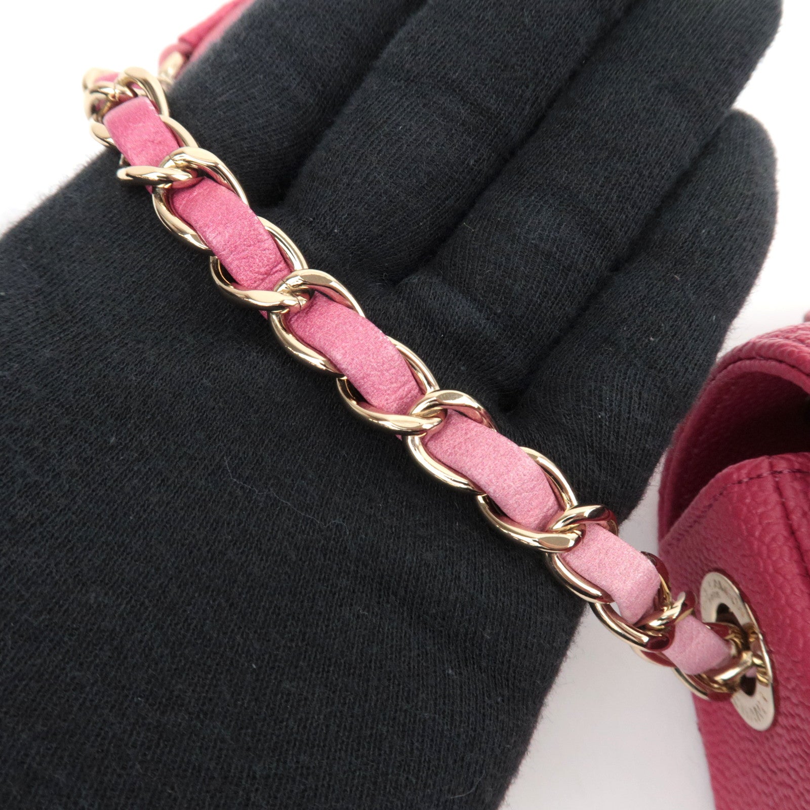 CHANEL Matelasse CC Coil Caviarskin 2Way Chain Shoulder Bag Pink A93659