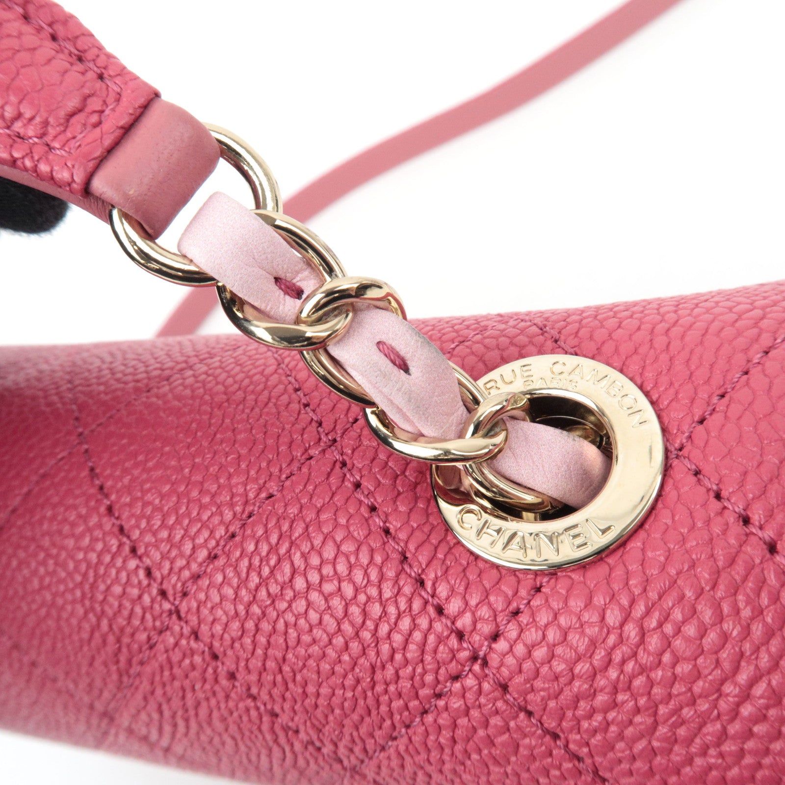 CHANEL Matelasse CC Coil Caviarskin 2Way Chain Shoulder Bag Pink A93659
