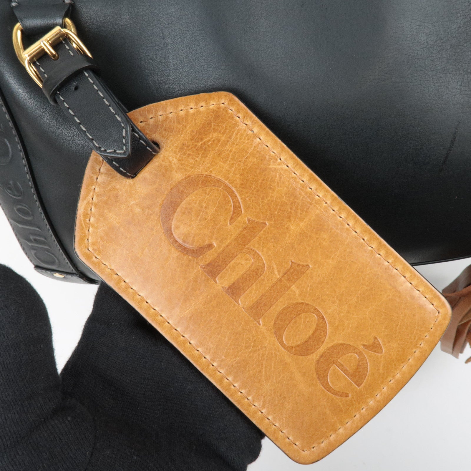Chloe Ethel Leather Shoulder Bag Black