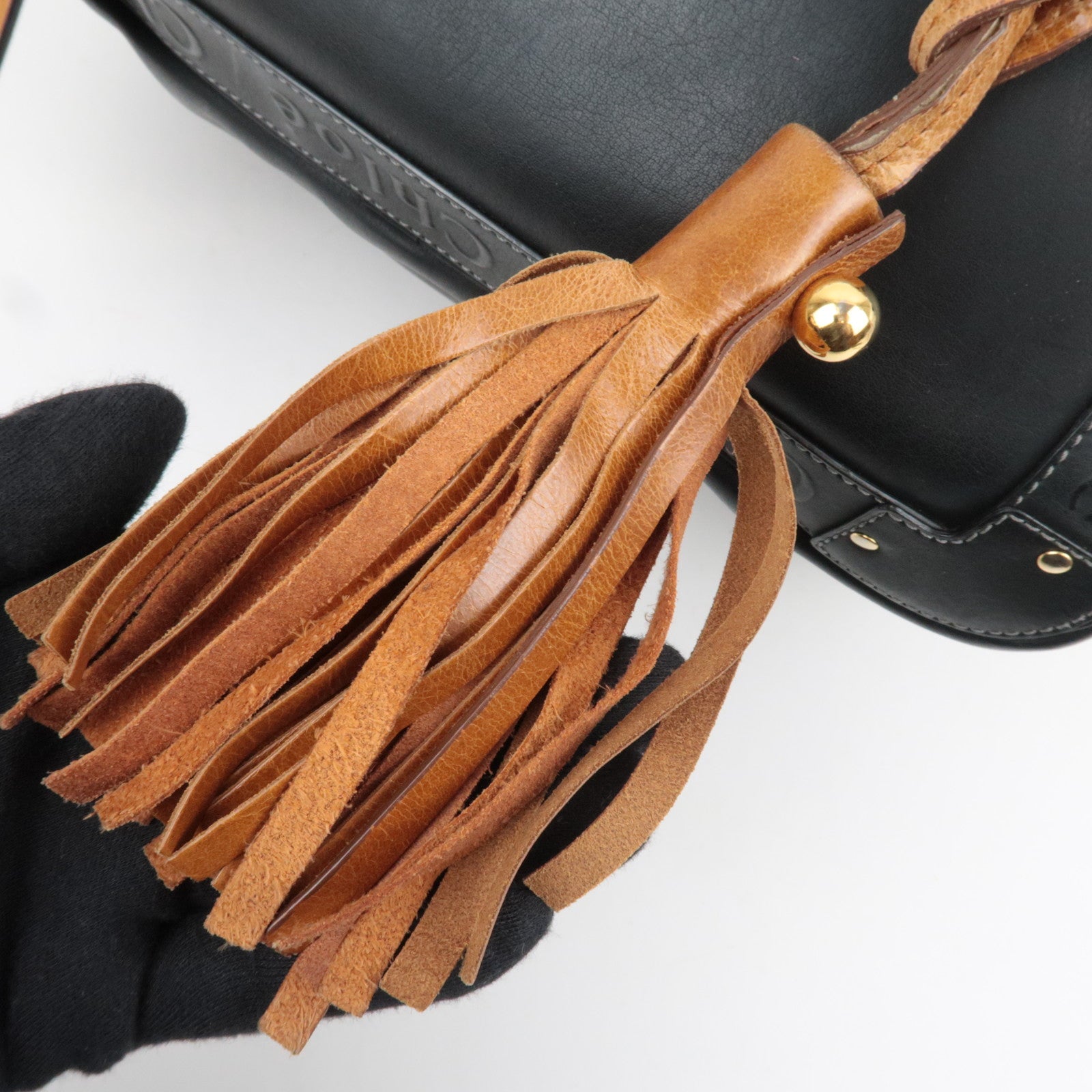 Chloe Ethel Leather Shoulder Bag Black