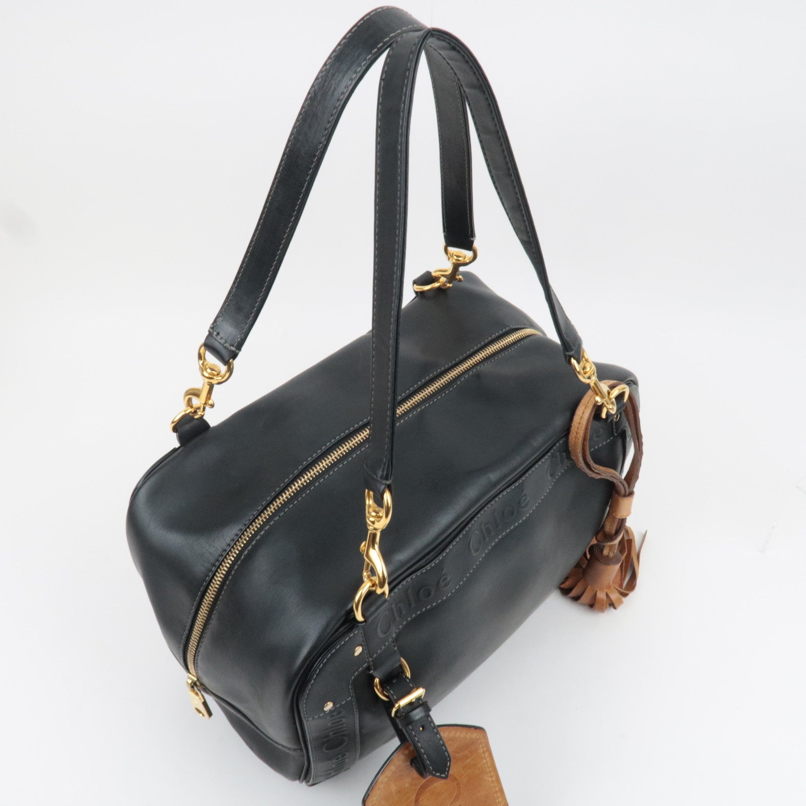 Chloe Ethel Leather Shoulder Bag Black