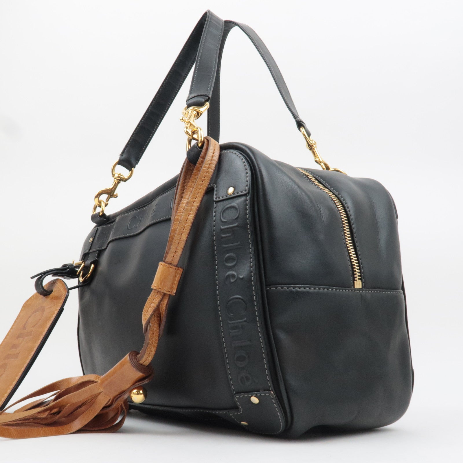 Chloe Ethel Leather Shoulder Bag Black