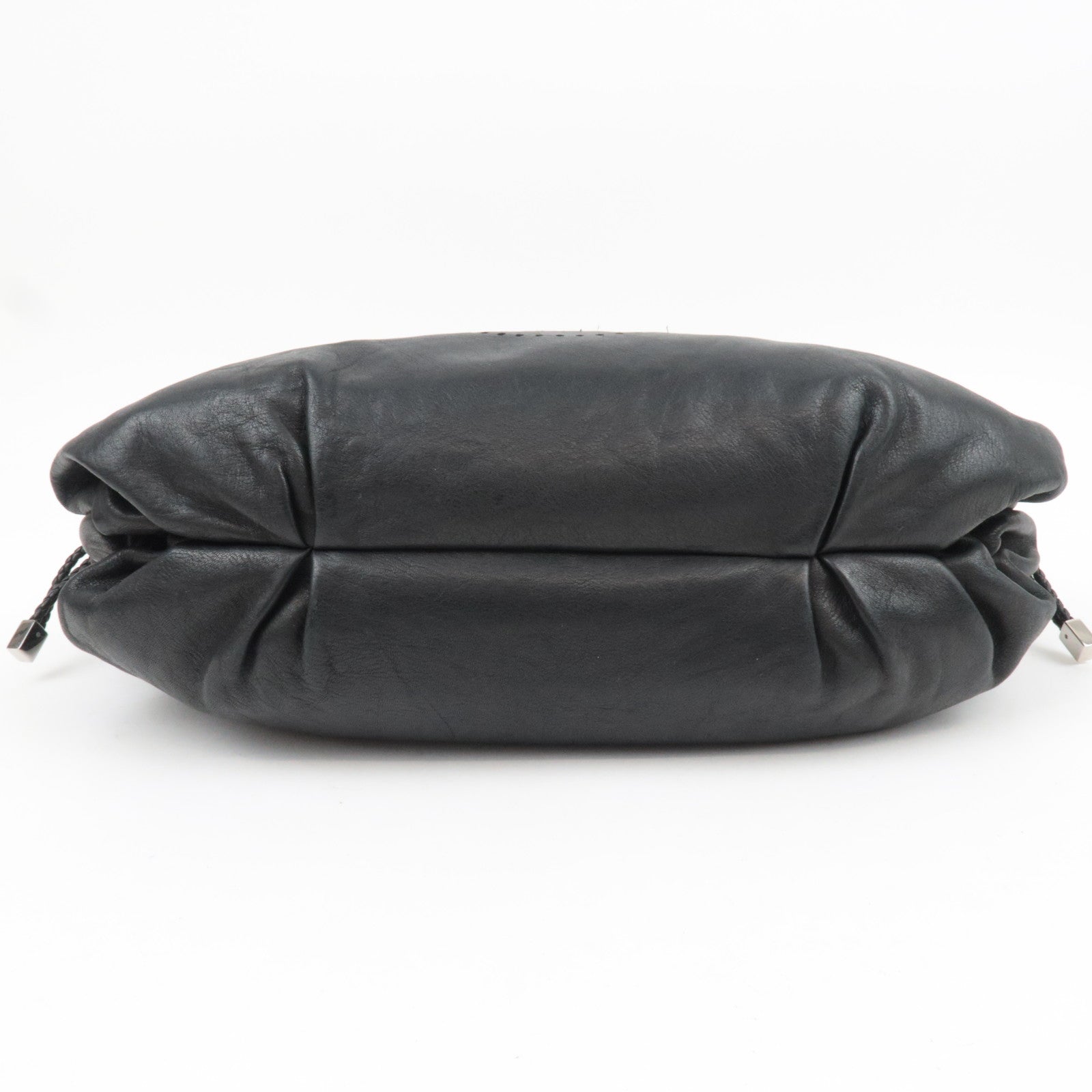 Ferragamo Gancini Perforated Leather Shoulder Bag Black