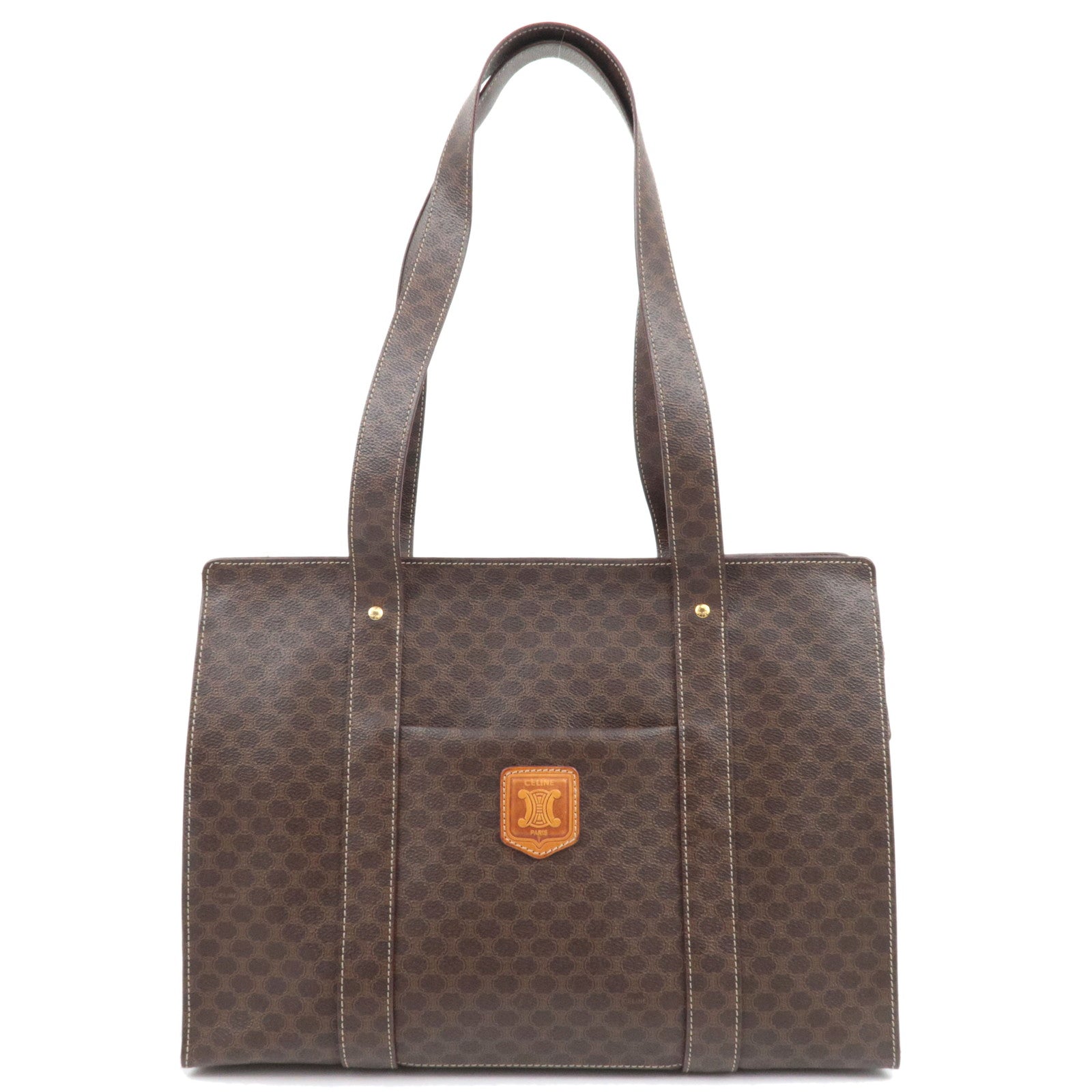 CELINE Macadam PVC Tote Bag Brown 87276