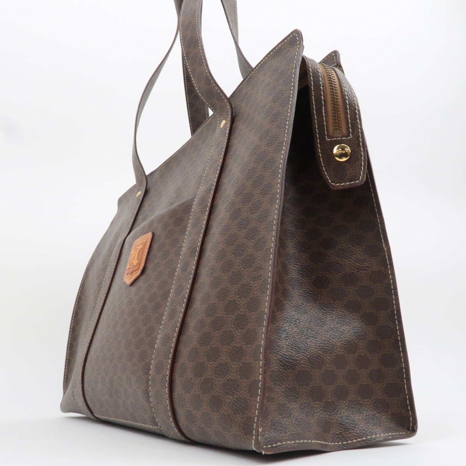 CELINE Macadam PVC Tote Bag Brown