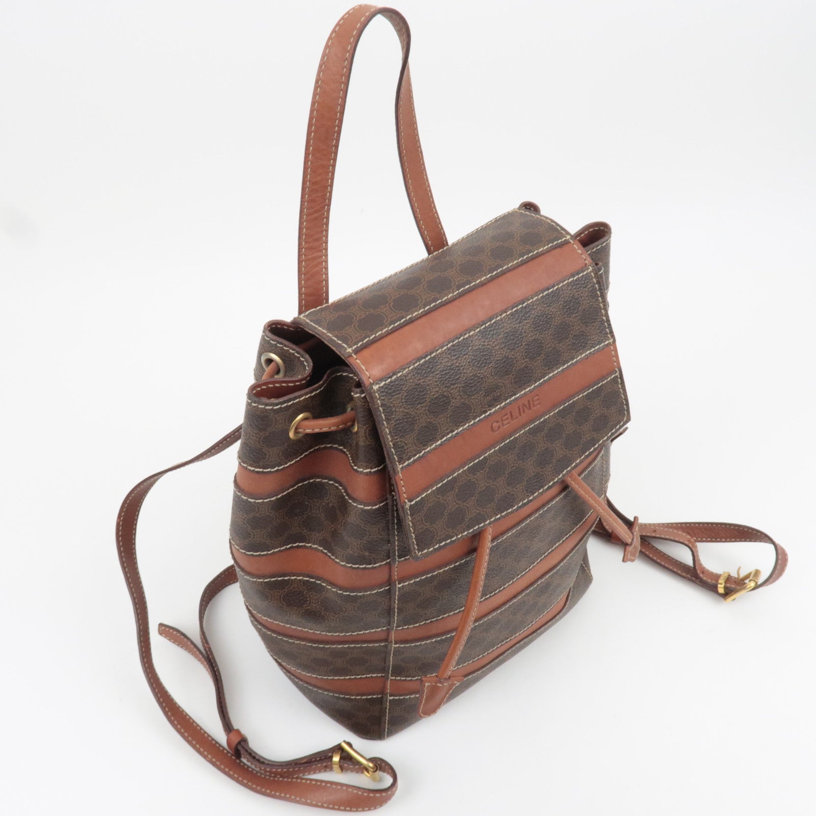 CELINE Macadam PVC Leather Backpack Brown