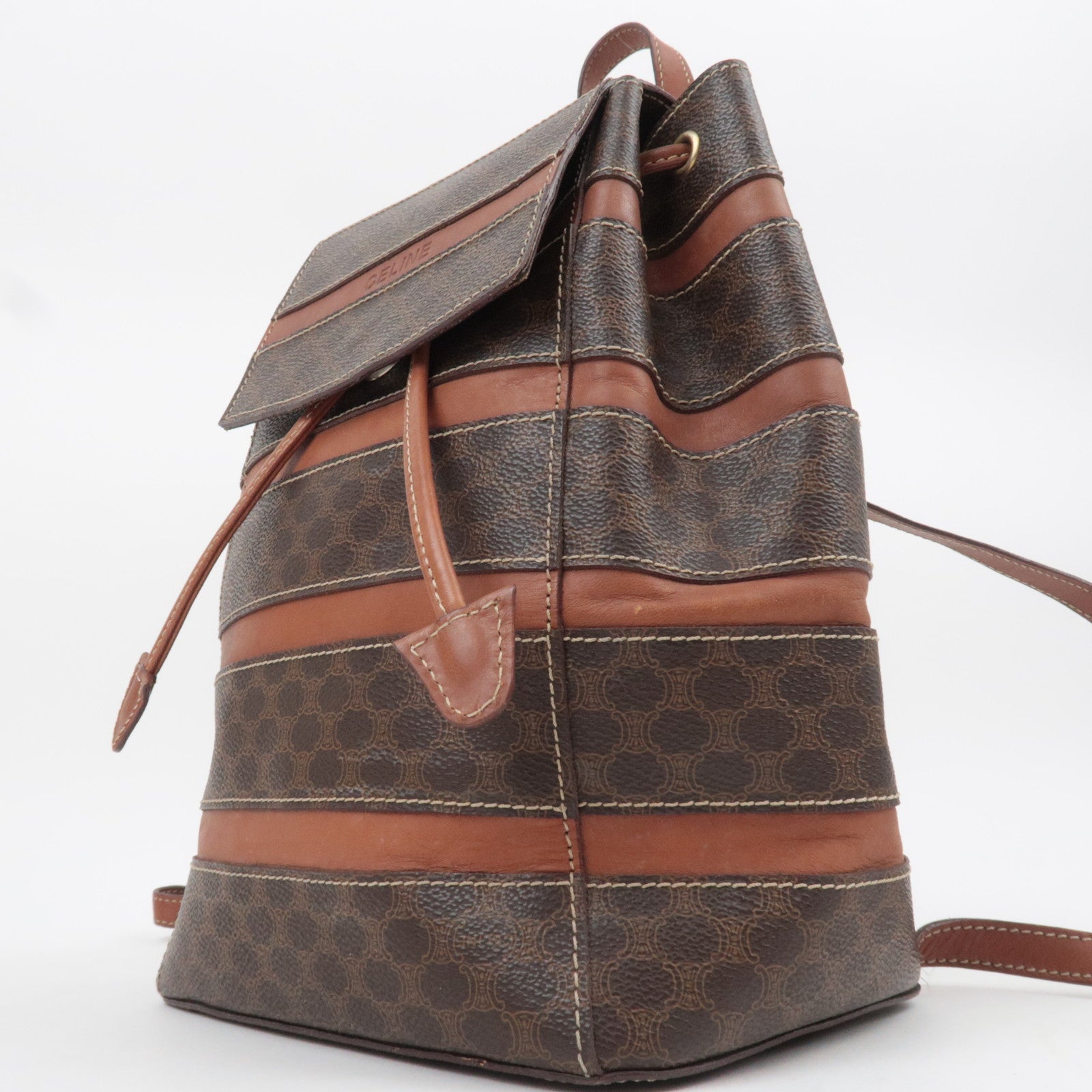 CELINE Macadam PVC Leather Backpack Brown