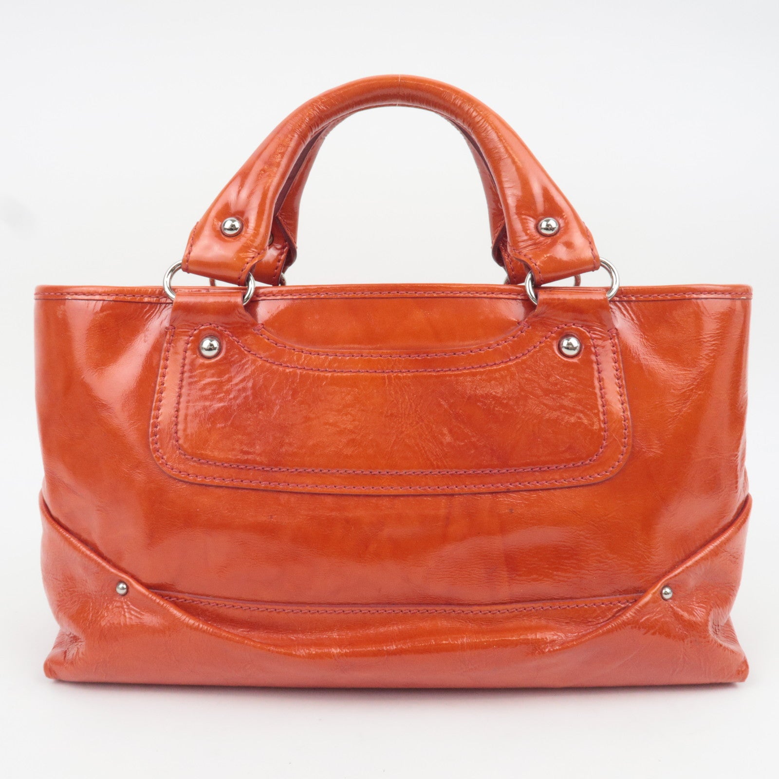 CELINE Patent Boogie Bag Handbag Orange