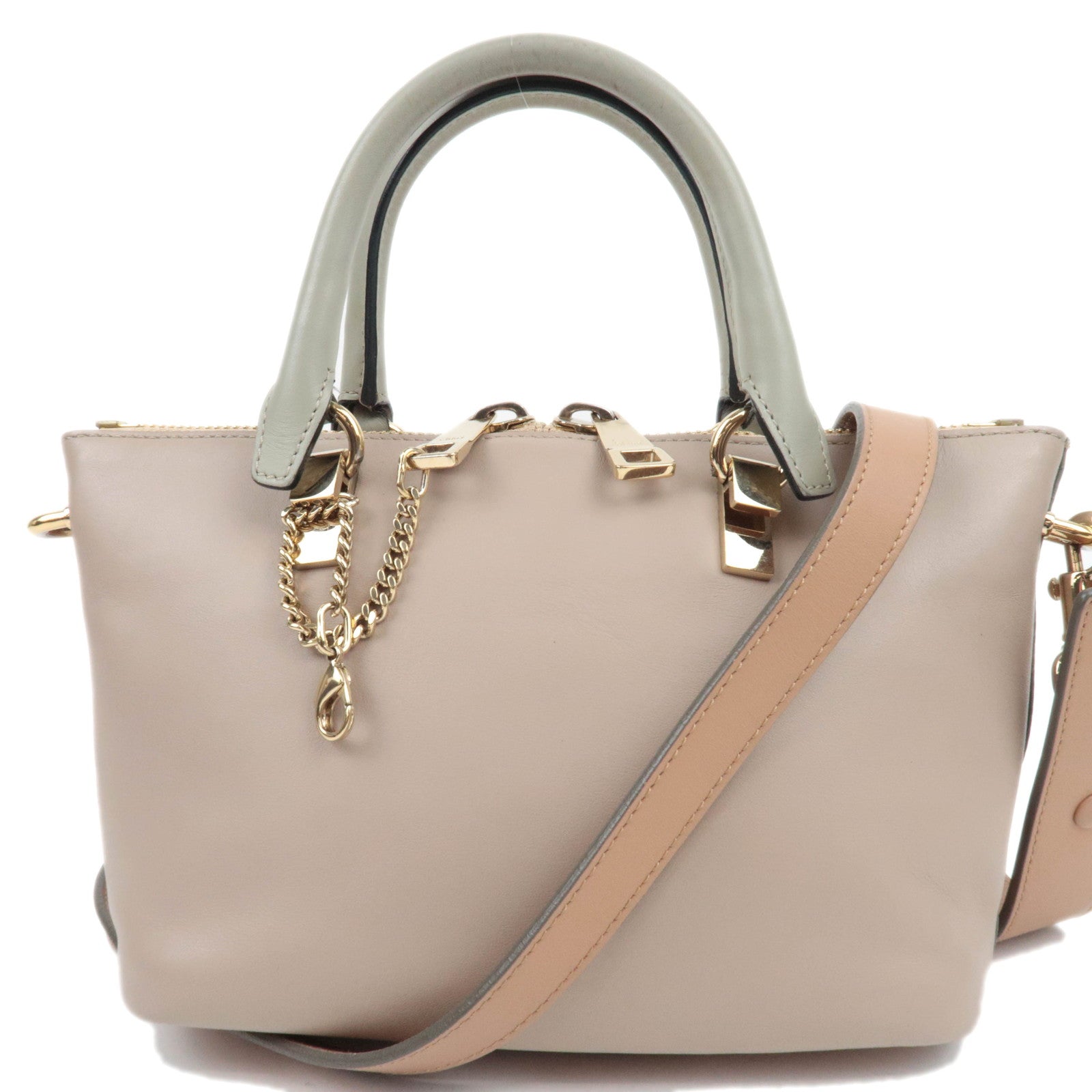 Chloe Bailey 2Way Leather Handbag Beige Greige87279