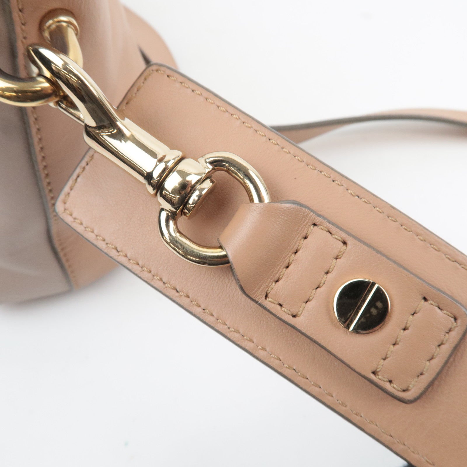 Chloe Bailey 2Way Leather Handbag Beige Greige