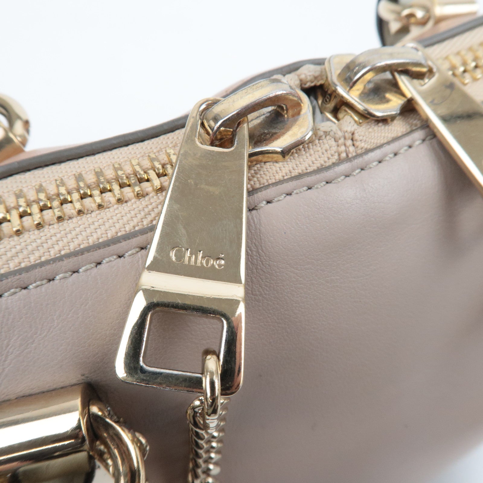 Chloe Bailey 2Way Leather Handbag Beige Greige