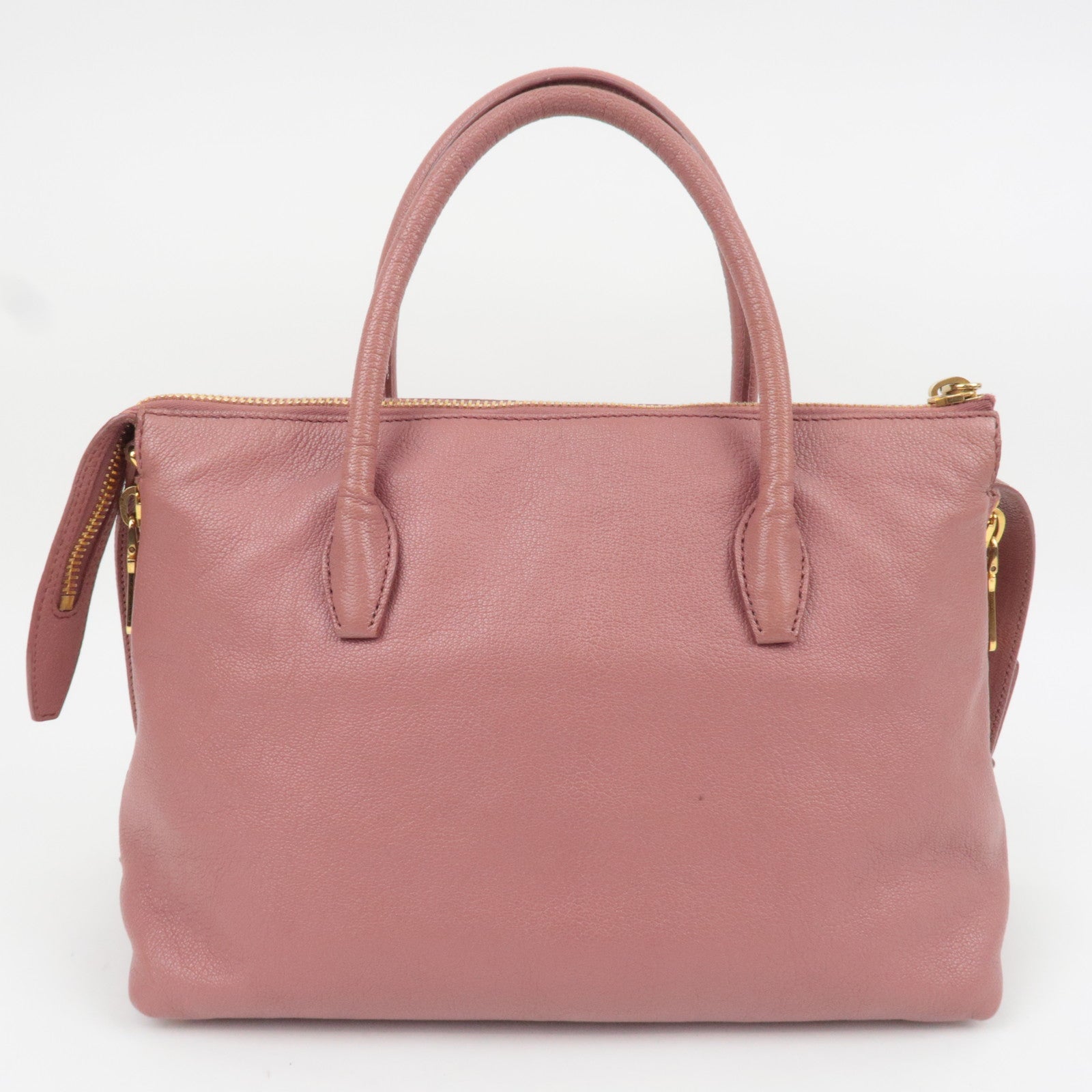 MIU MIU Madras Leather 2Way Handbag Pink