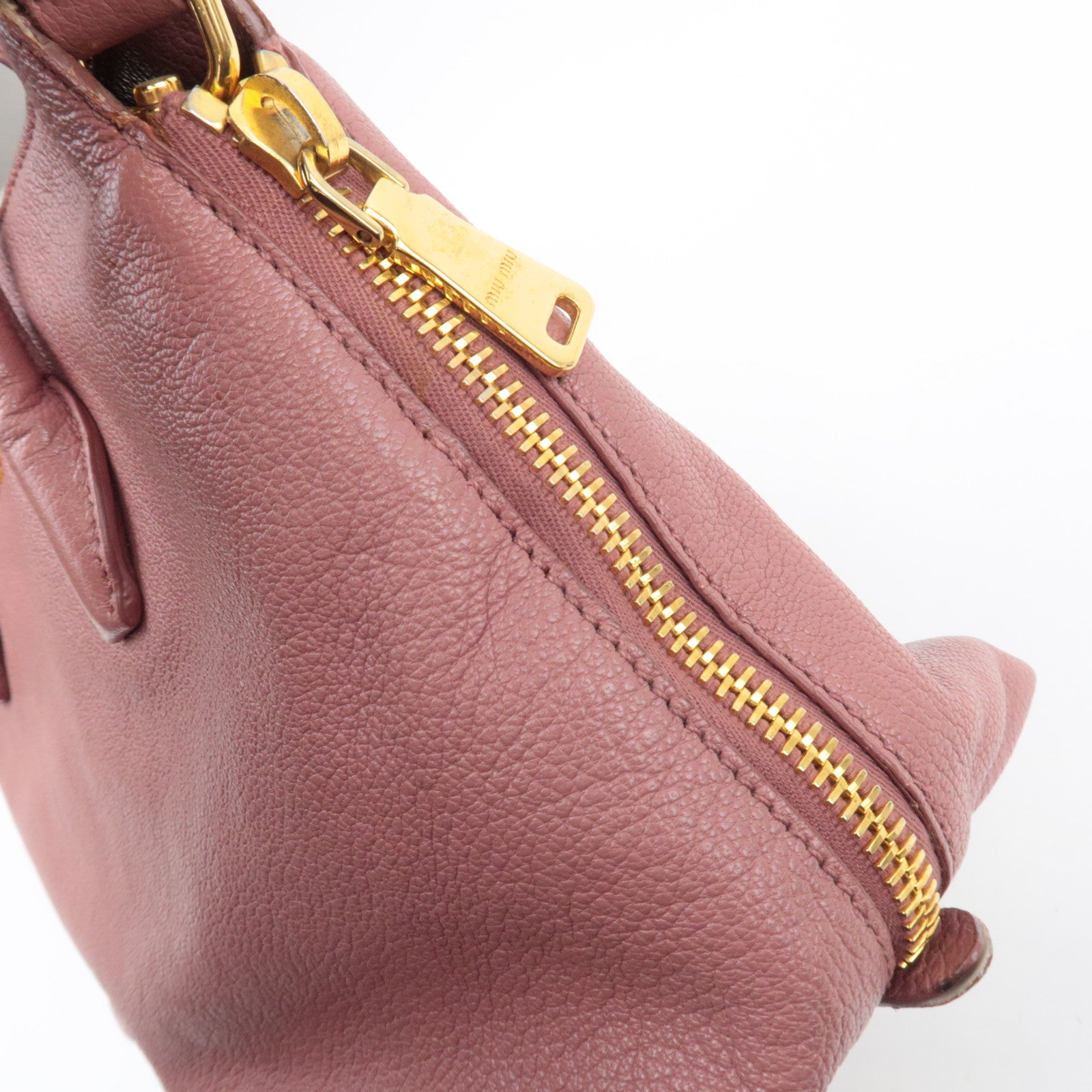 MIU MIU Madras Leather 2Way Handbag Pink