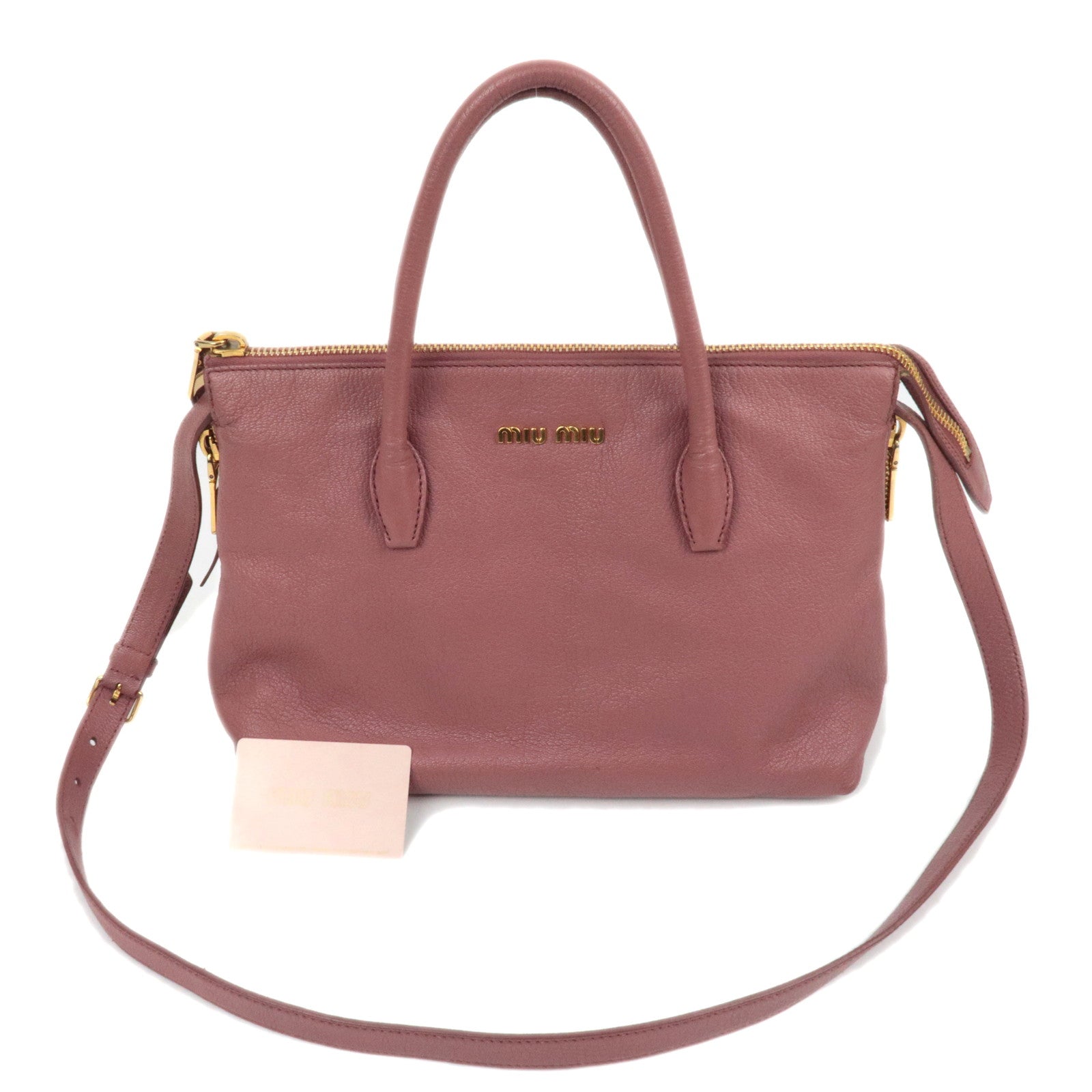MIU MIU Madras Leather 2Way Handbag Pink