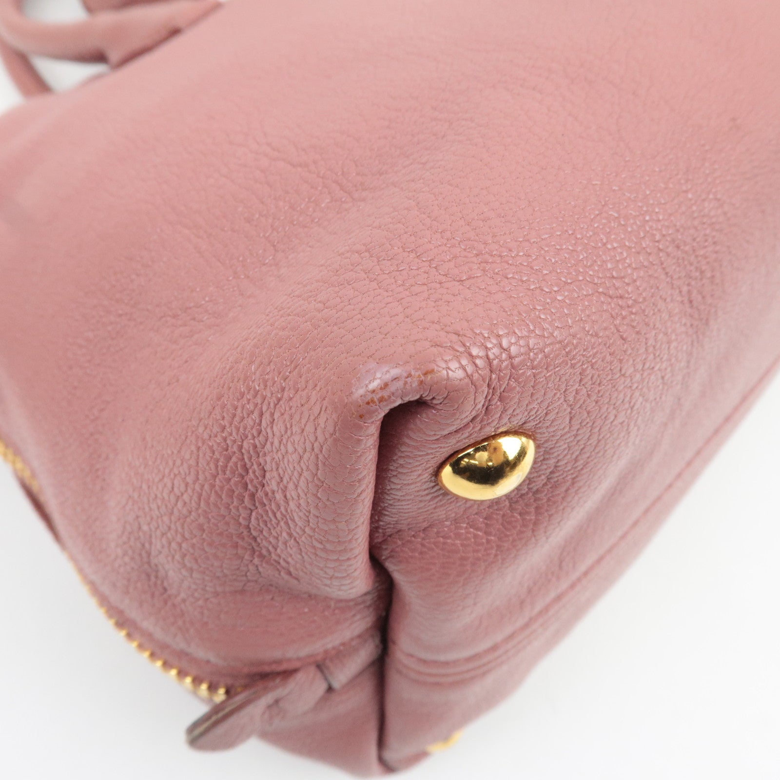 MIU MIU Madras Leather 2Way Handbag Pink