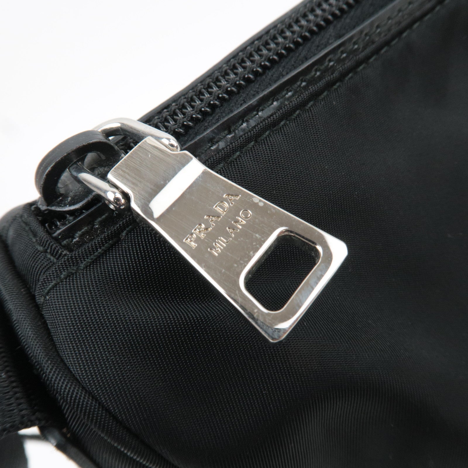 PRADA Nylon Leather Shoulder Bag Black BT0714