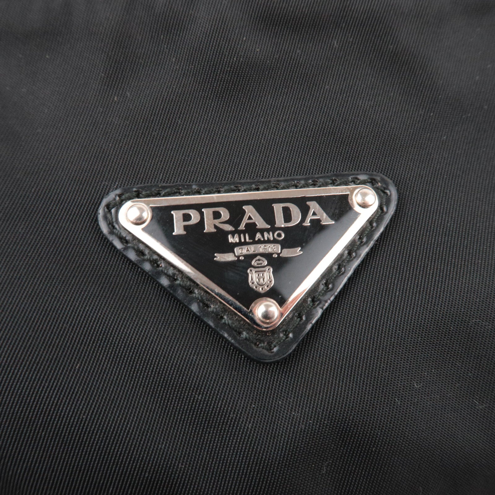 PRADA Nylon Leather Shoulder Bag Black BT0714