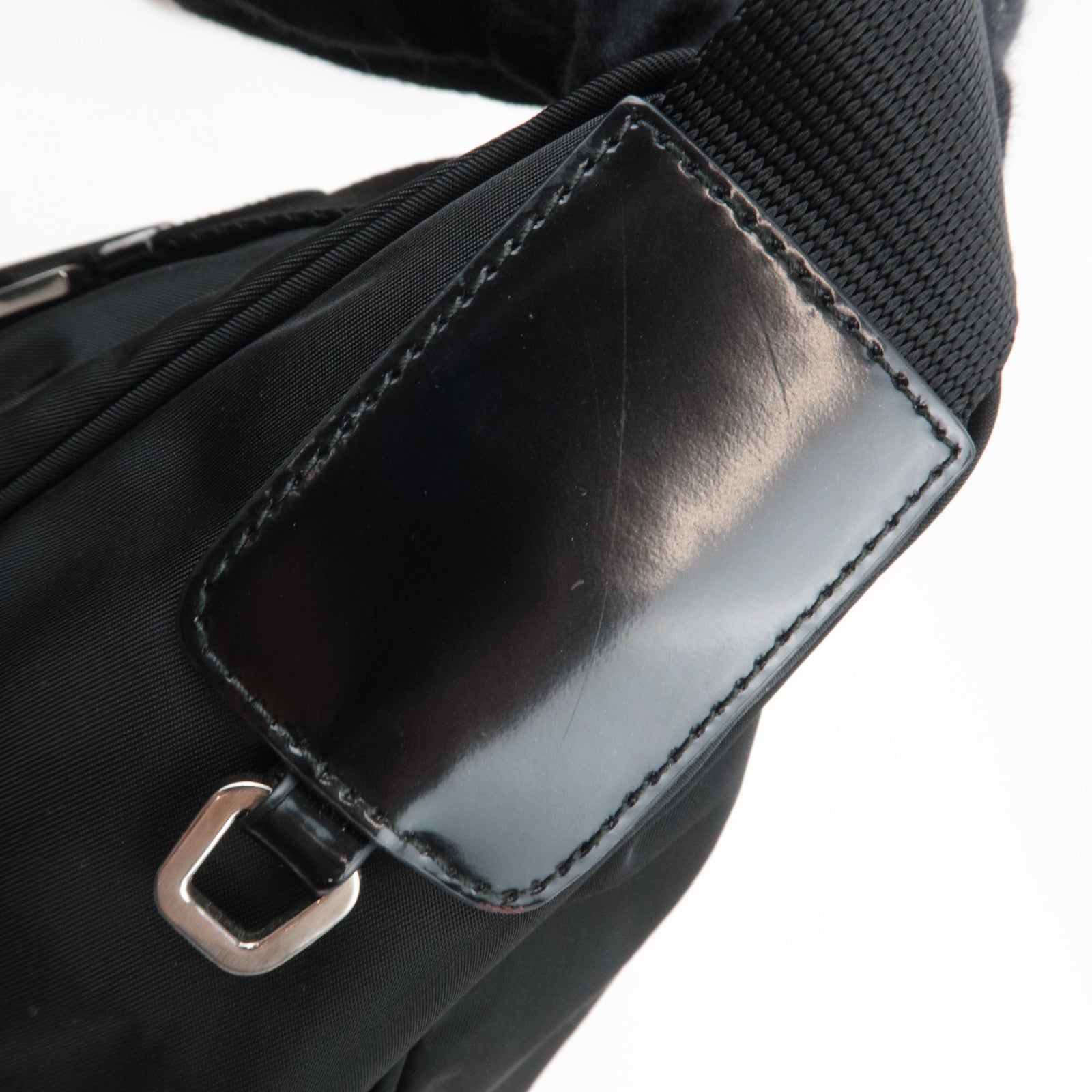 PRADA Nylon Leather Shoulder Bag Black BT0714