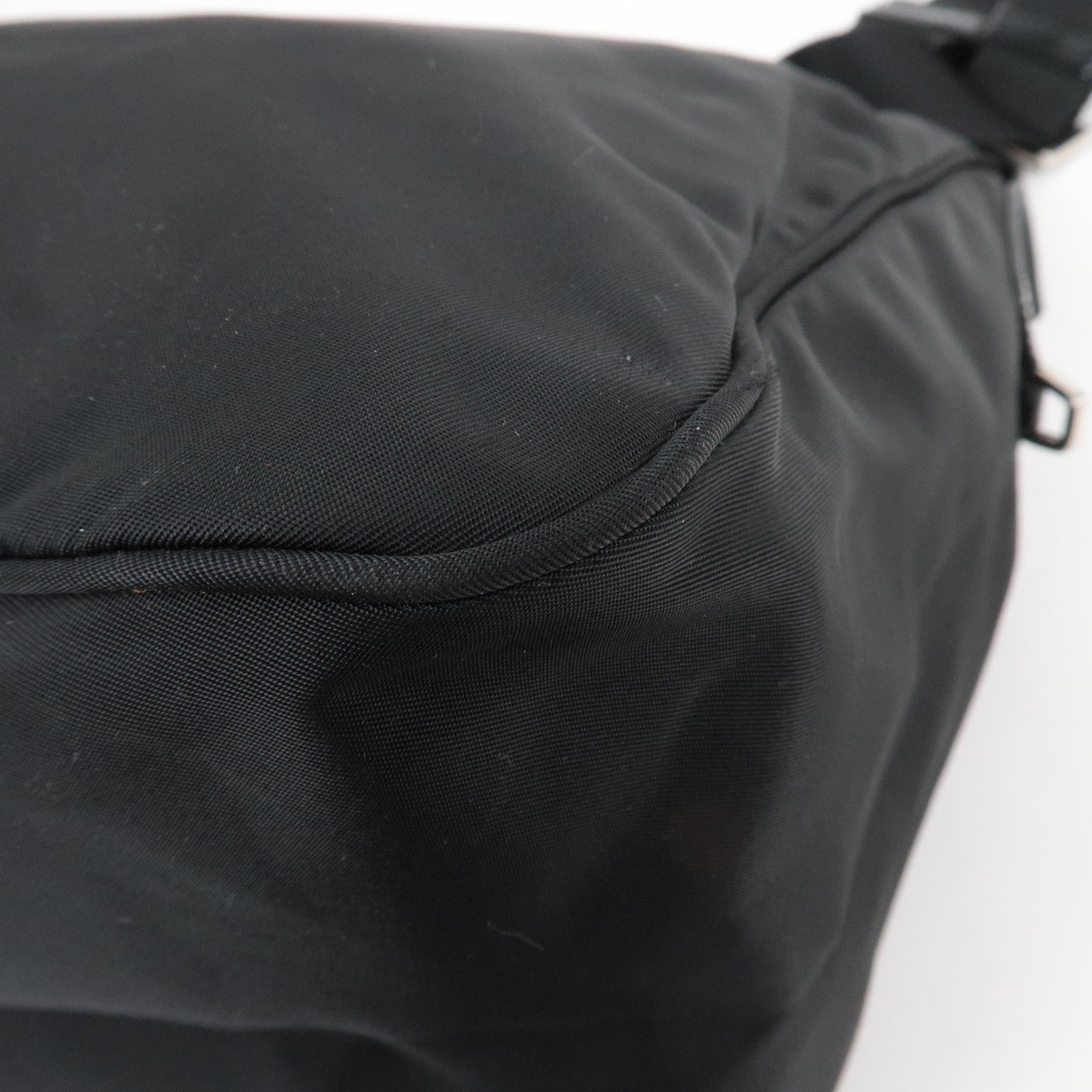 PRADA Nylon Leather Shoulder Bag Black BT0714
