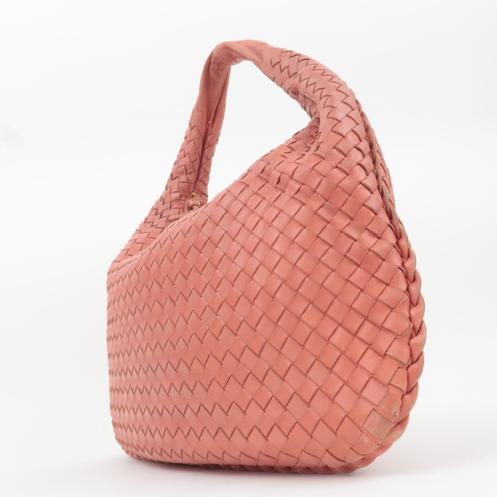 BOTTEGA VENETA Intrecciato Leather Hobo Shoulder Bag Pink 115653