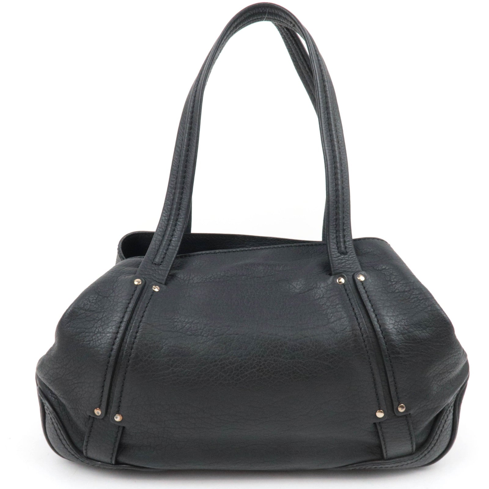 CELINE Triomphe Leather Shoulder Bag Black