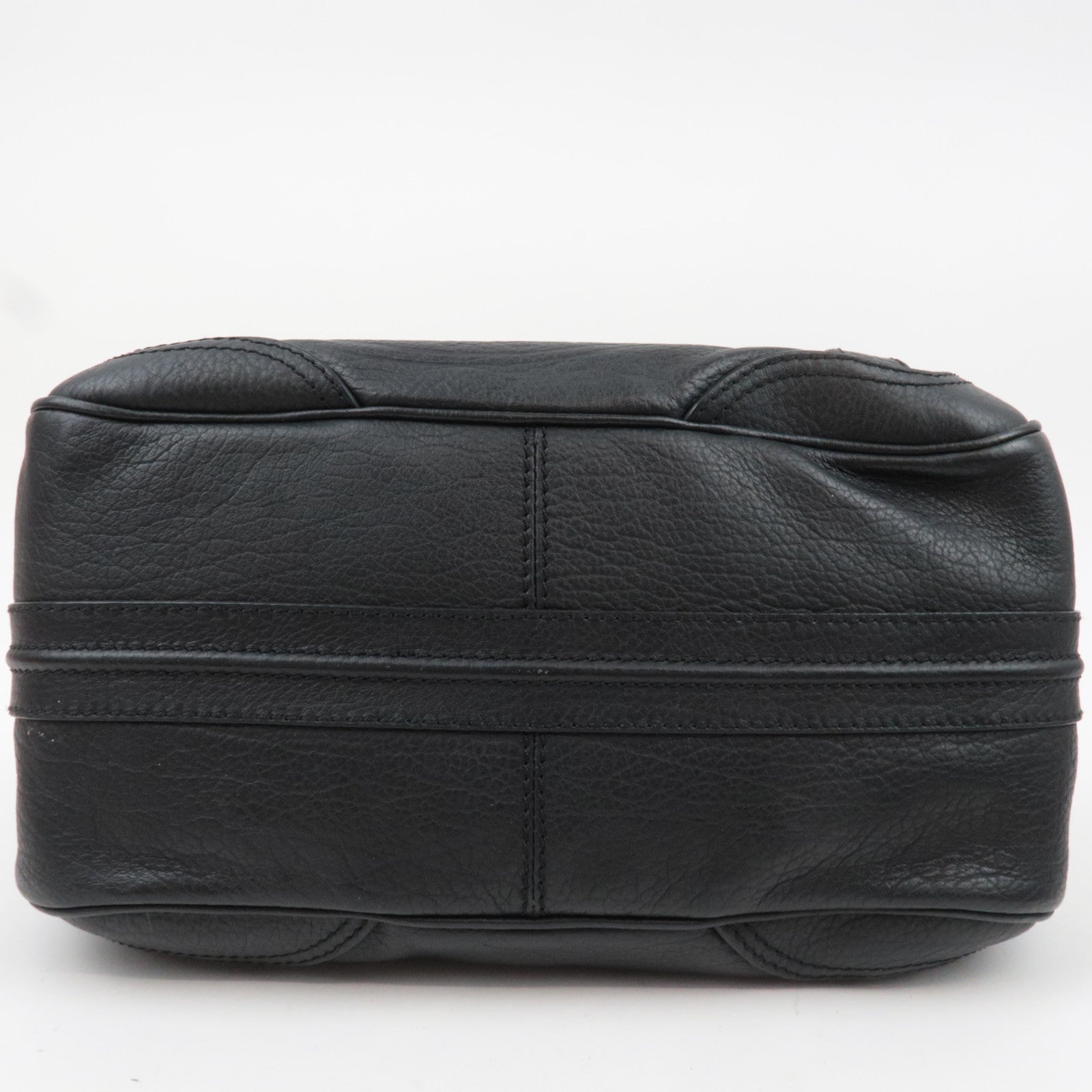CELINE Triomphe Leather Shoulder Bag Black