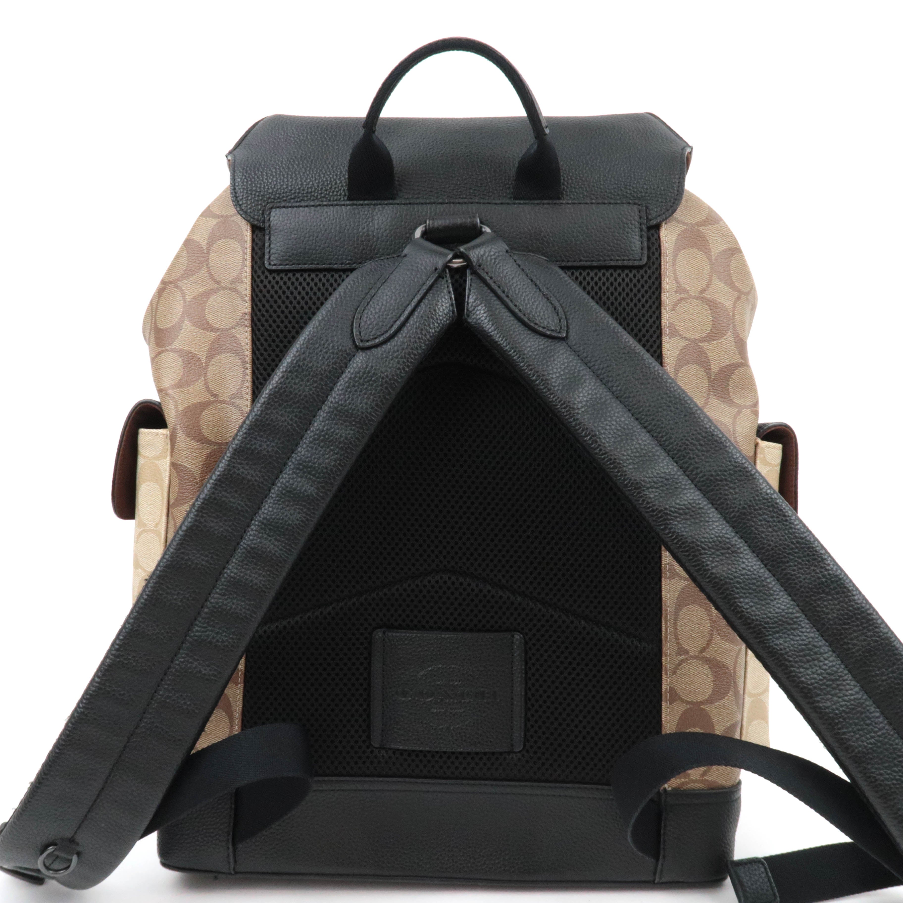 COACH Signature Hudson PVC Leather Backpack Beige C6081