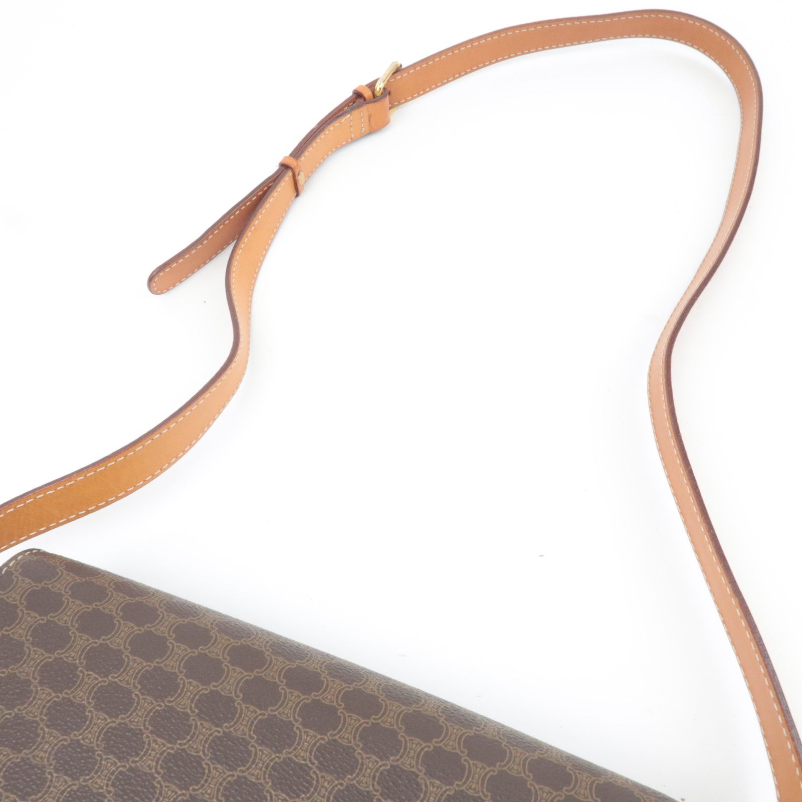 CELINE Macadam PVC Leather Shoulder Bag Brown