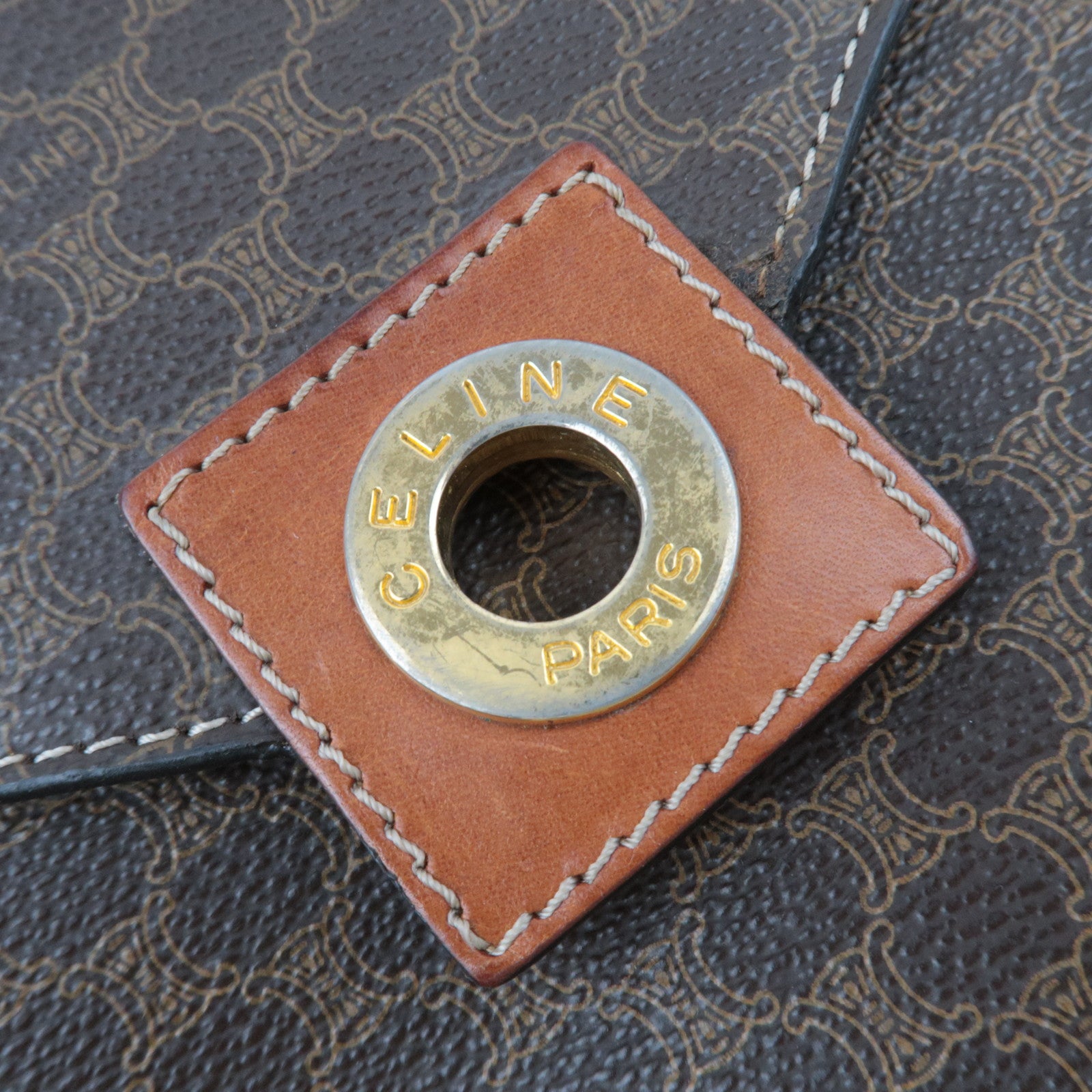 CELINE Macadam PVC Leather Shoulder Bag Brown