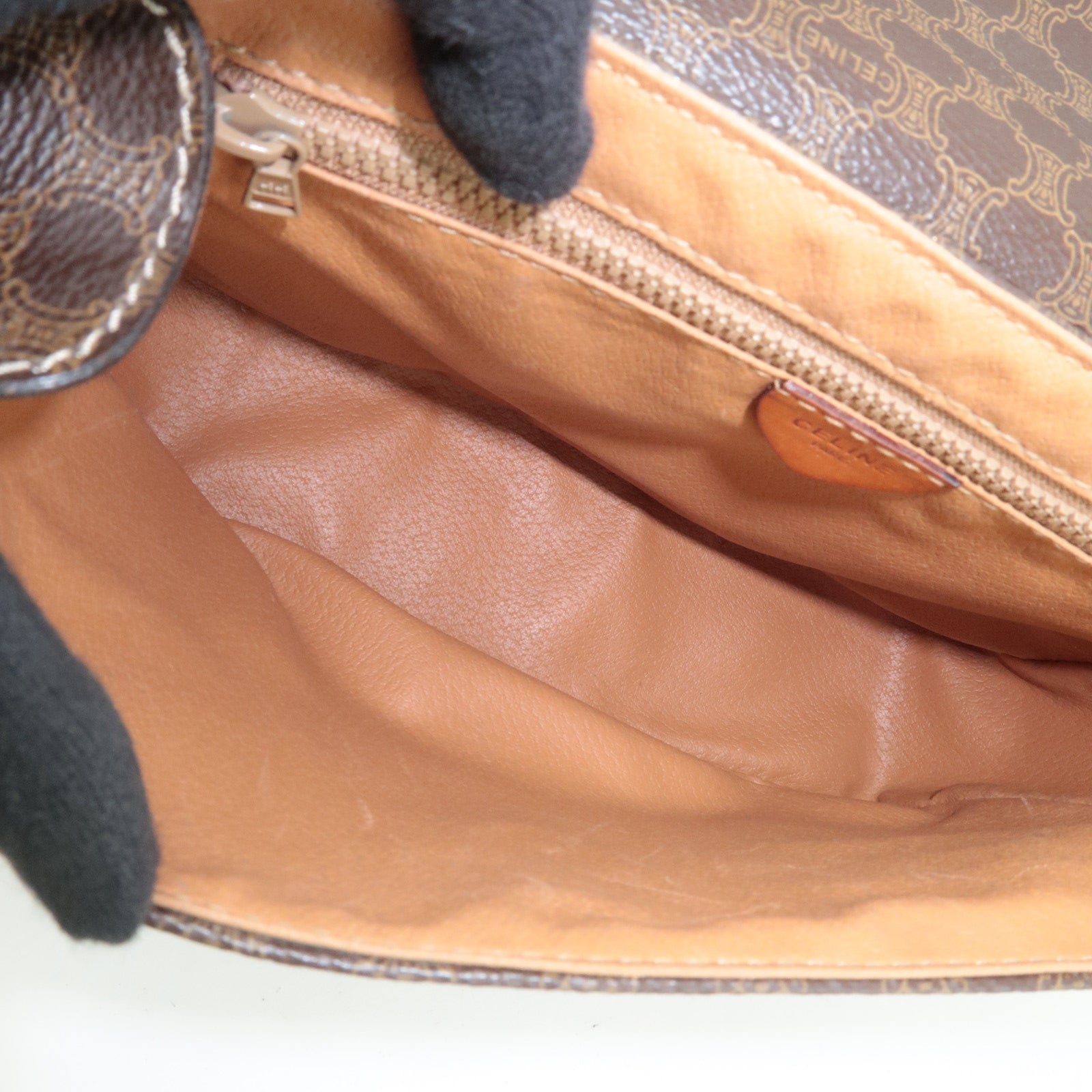 CELINE Macadam PVC Leather Shoulder Bag Brown