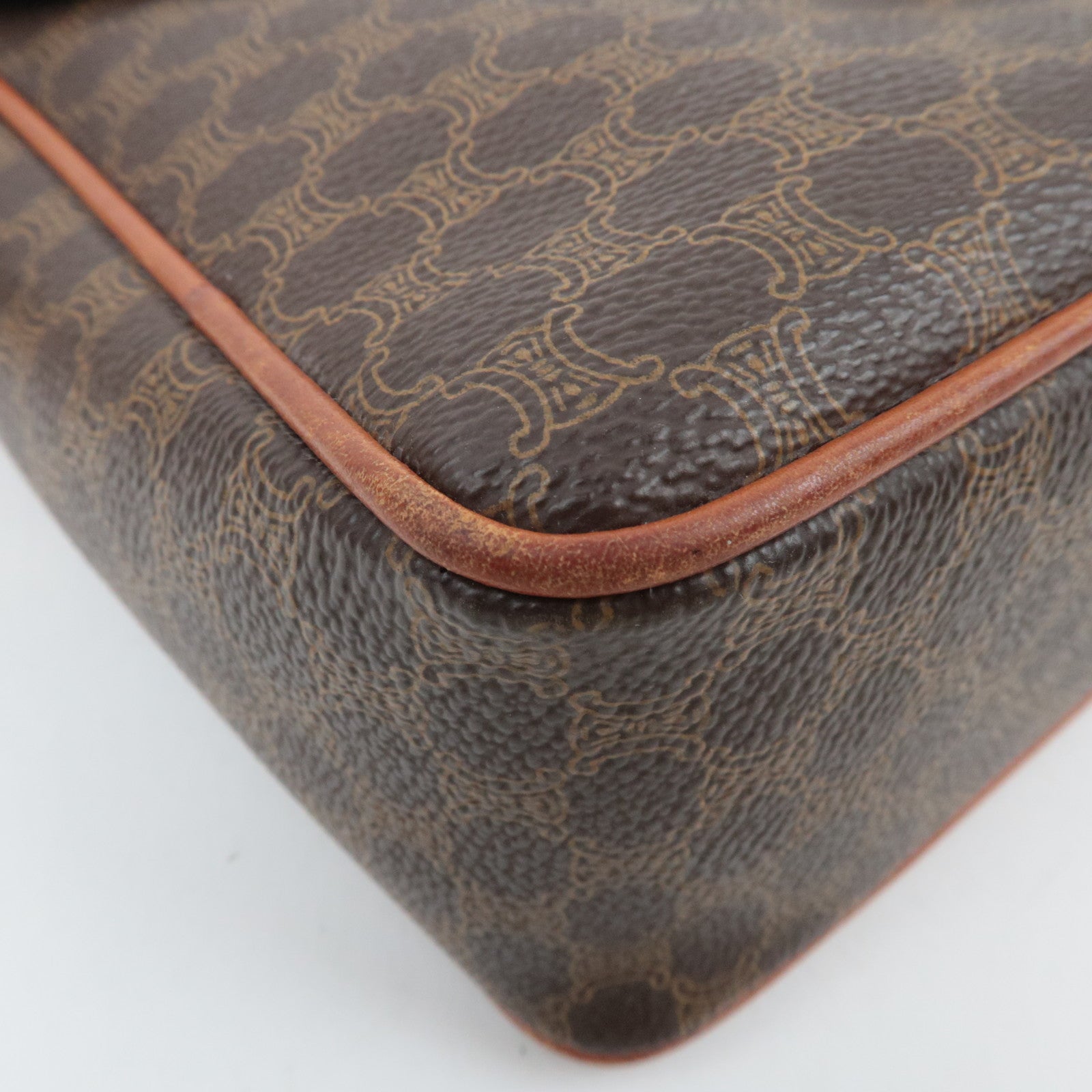 CELINE Macadam PVC Leather Shoulder Bag Brown