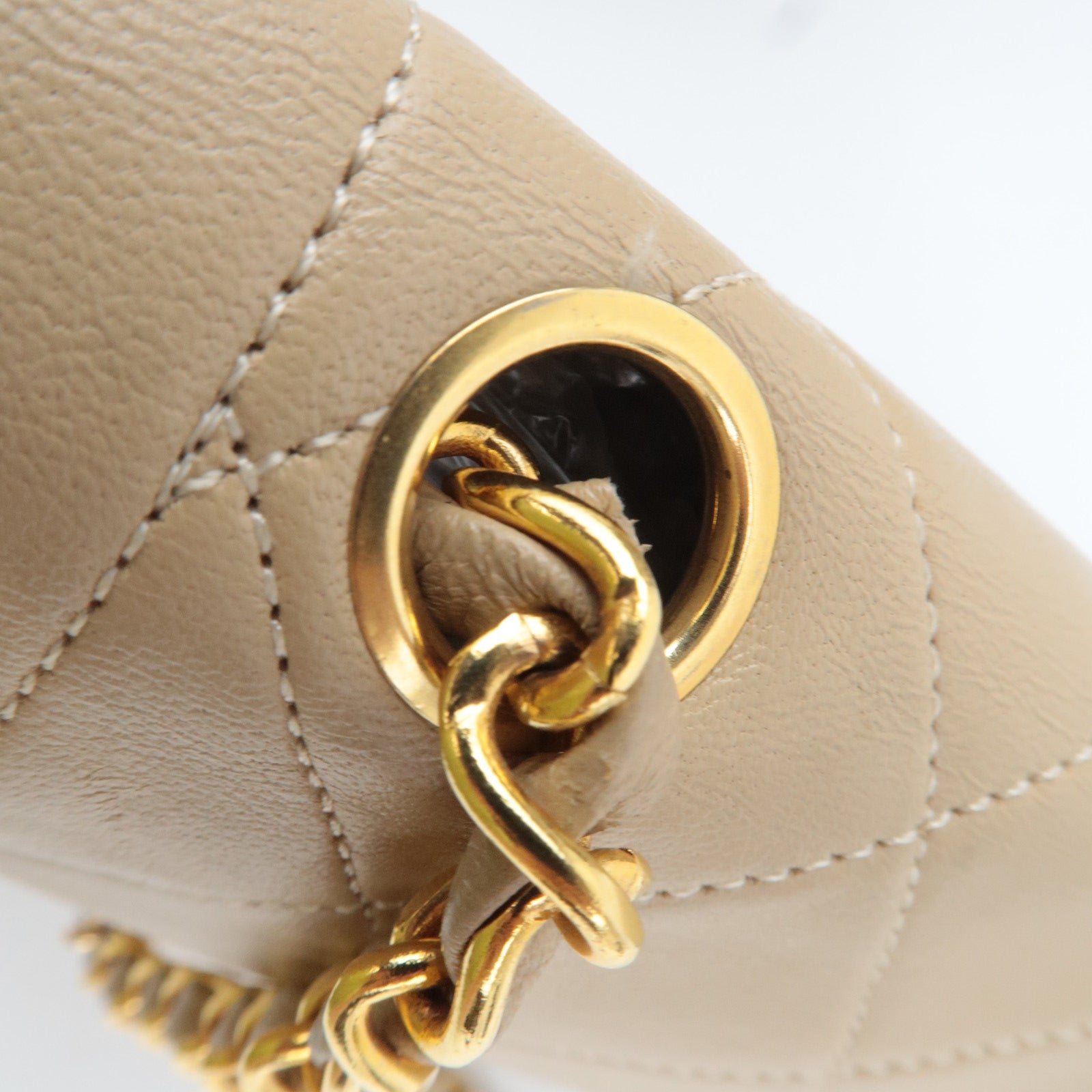 CHANEL Diana Matelasse Lambskin Chain Shoulder Bag Beige