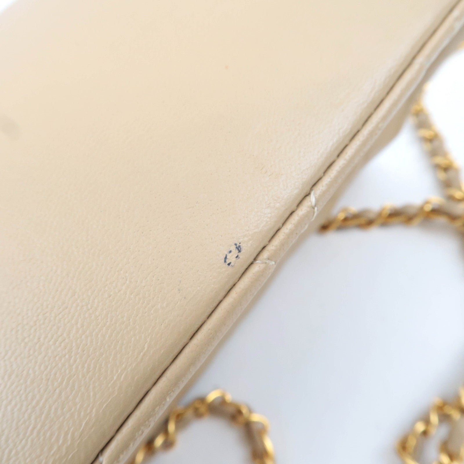 CHANEL Diana Matelasse Lambskin Chain Shoulder Bag Beige