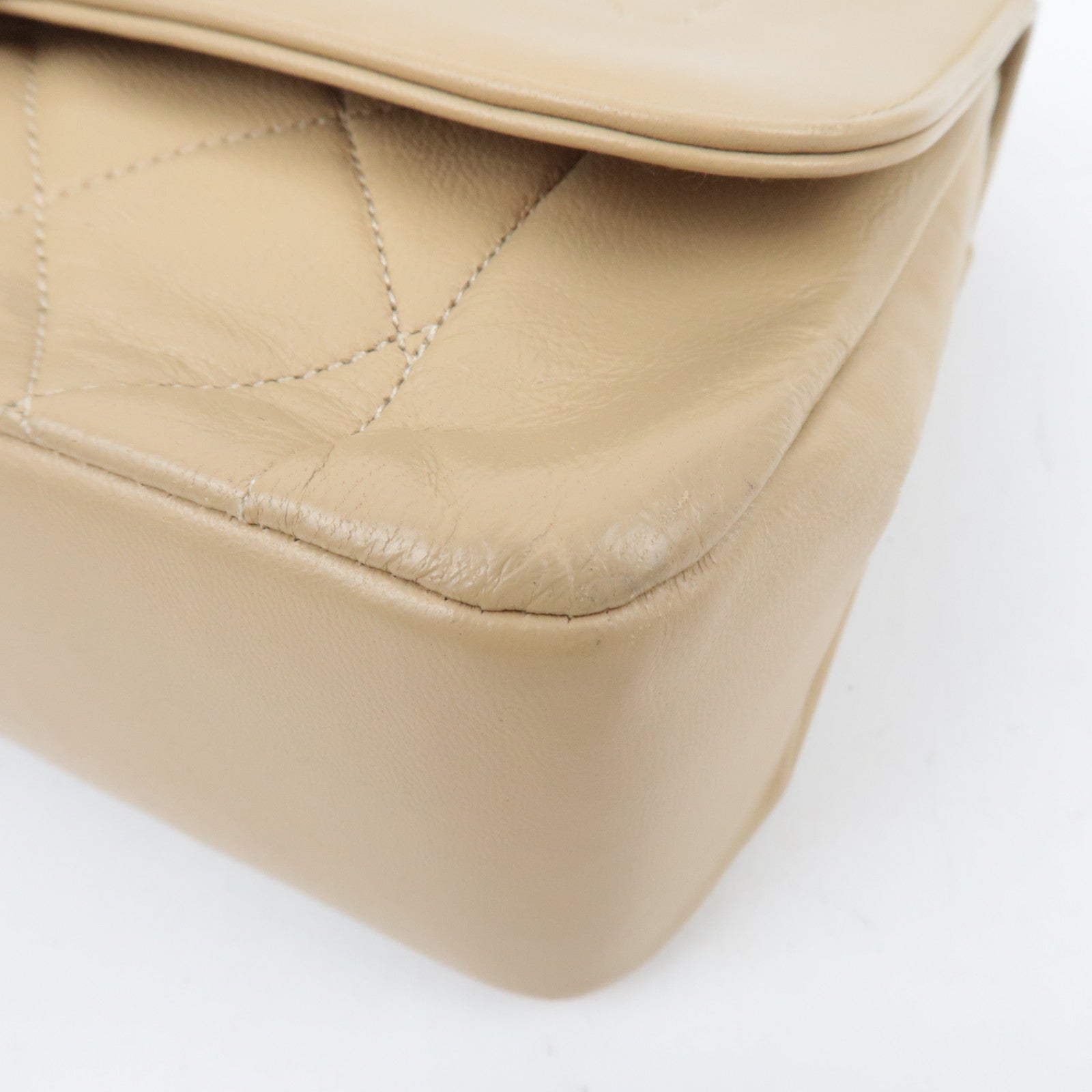 CHANEL Diana Matelasse Lambskin Chain Shoulder Bag Beige