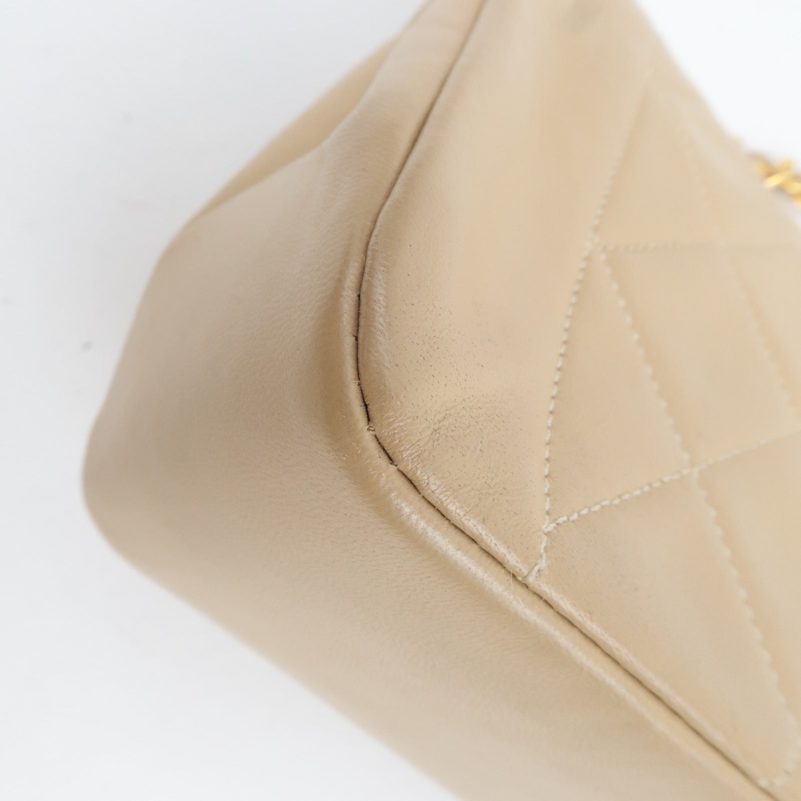 CHANEL Diana Matelasse Lambskin Chain Shoulder Bag Beige