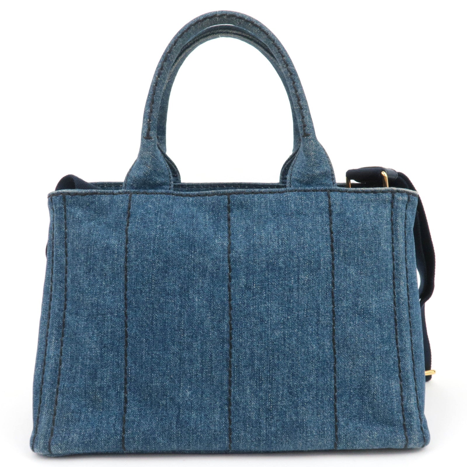 PRADA Canapa Mini 2Way Denim Tote Bag Blue 1BG439