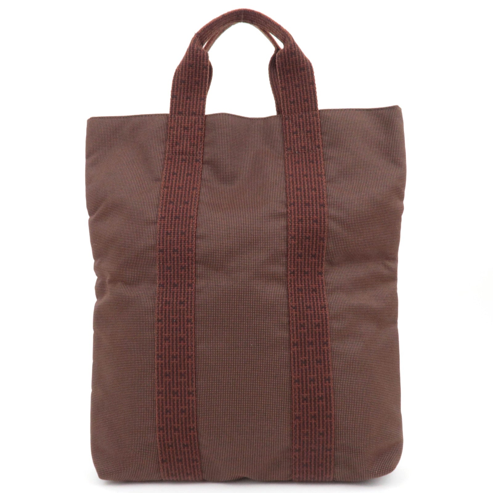 HERMES Her Line Cabas Canvas Tote Bag Brown