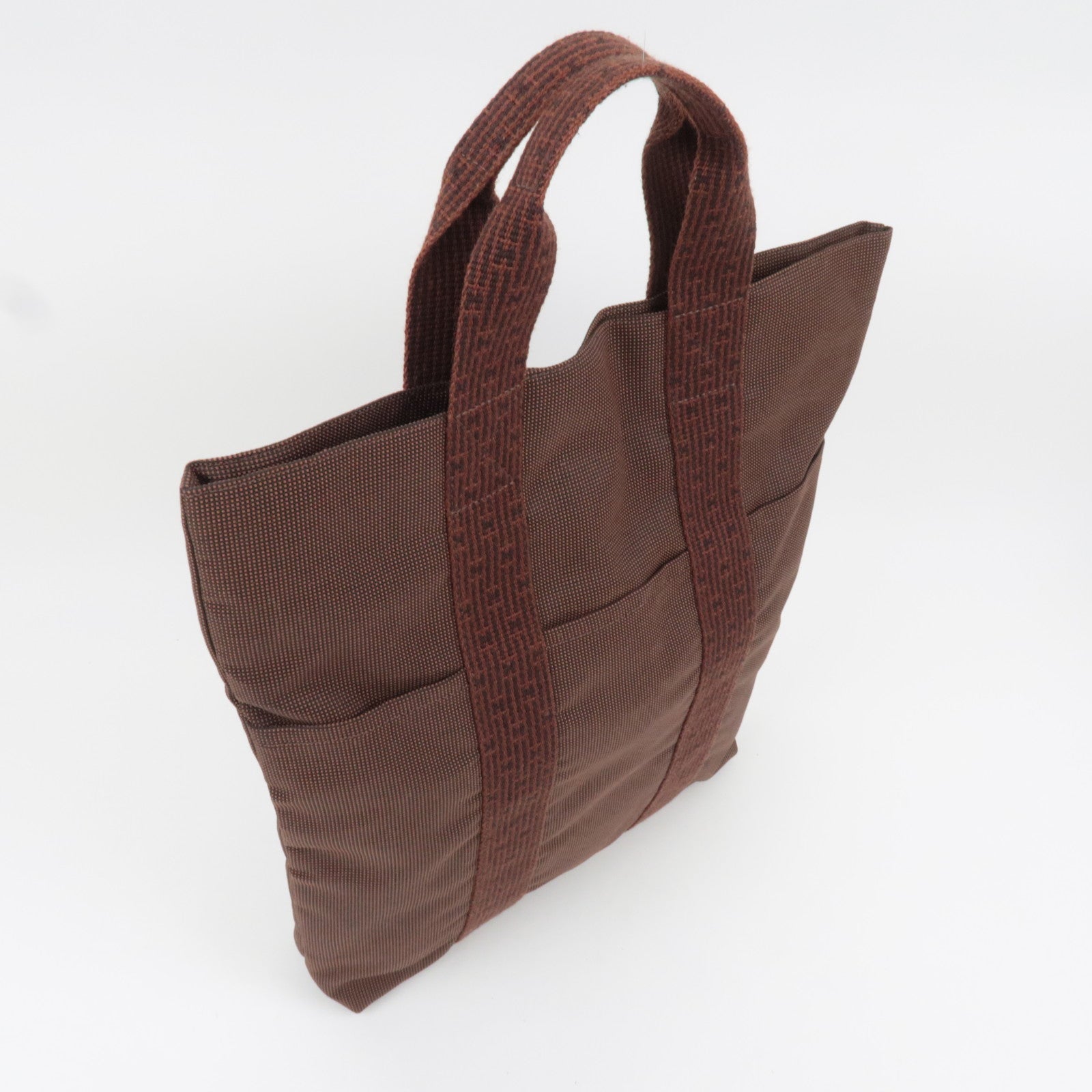 HERMES Her Line Cabas Canvas Tote Bag Brown