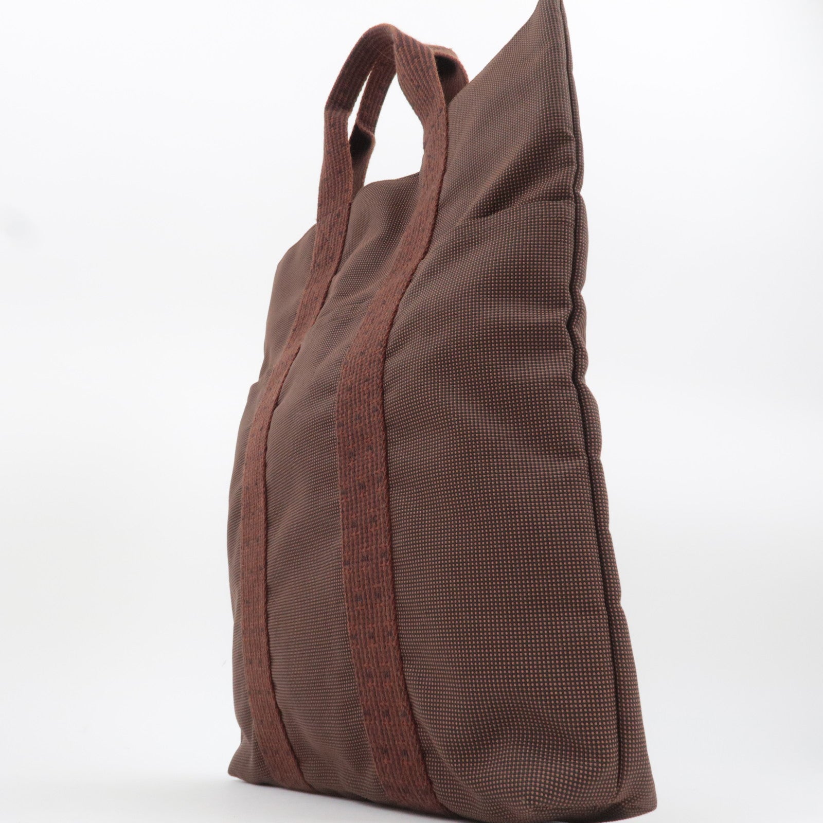 HERMES Her Line Cabas Canvas Tote Bag Brown