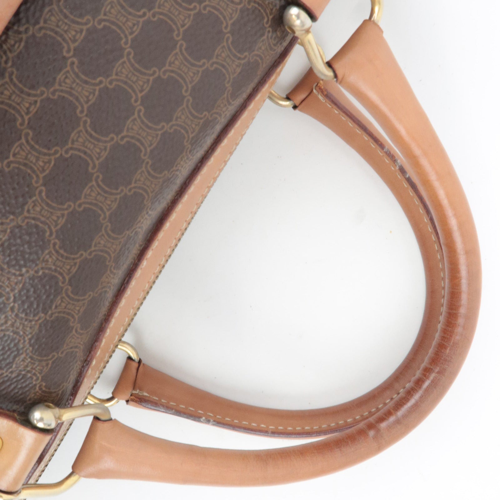 CELINE Macadam PVC Leather Handbag Brown