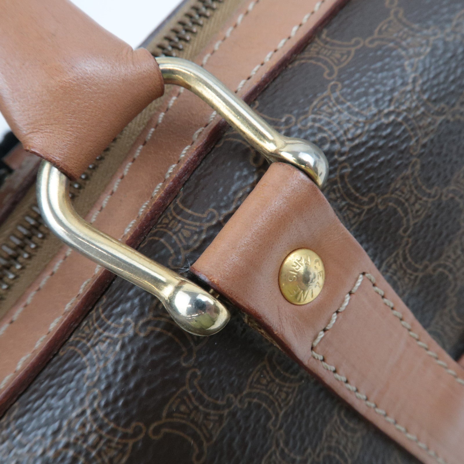 CELINE Macadam PVC Leather Handbag Brown