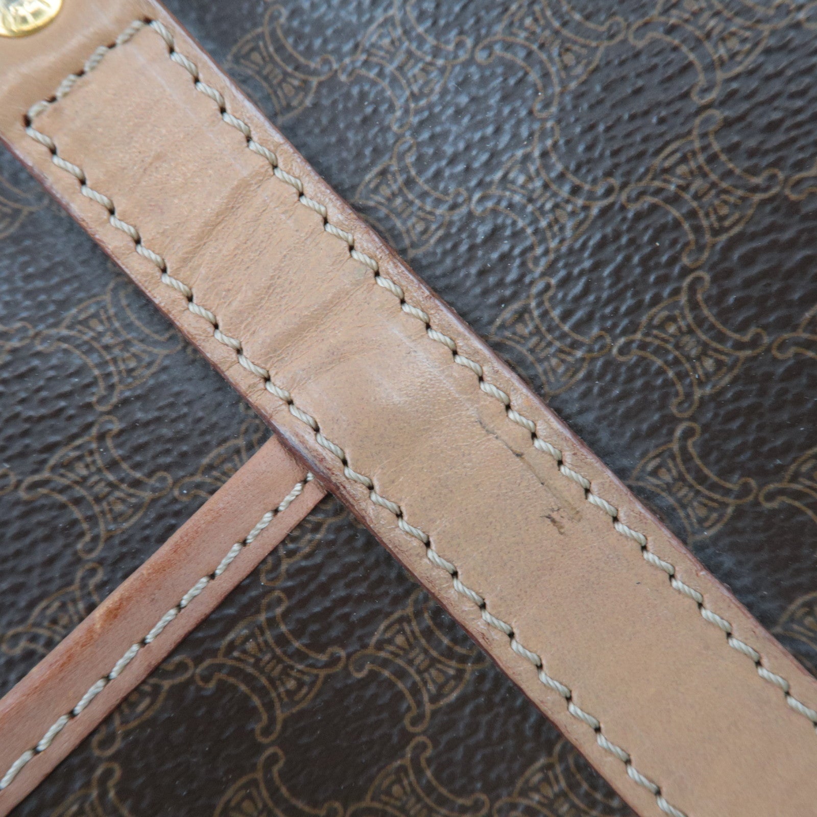 CELINE Macadam PVC Leather Handbag Brown