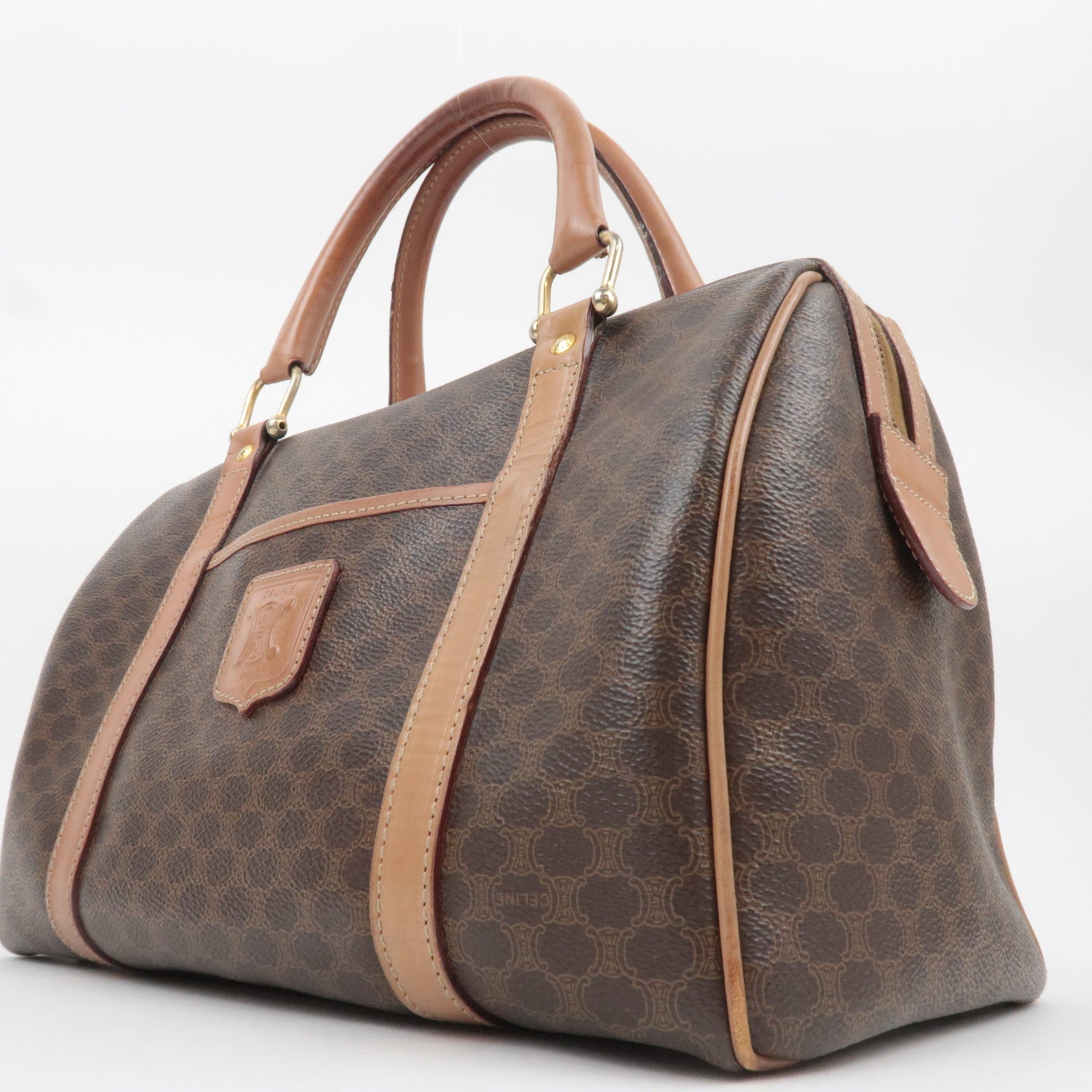 CELINE Macadam PVC Leather Handbag Brown