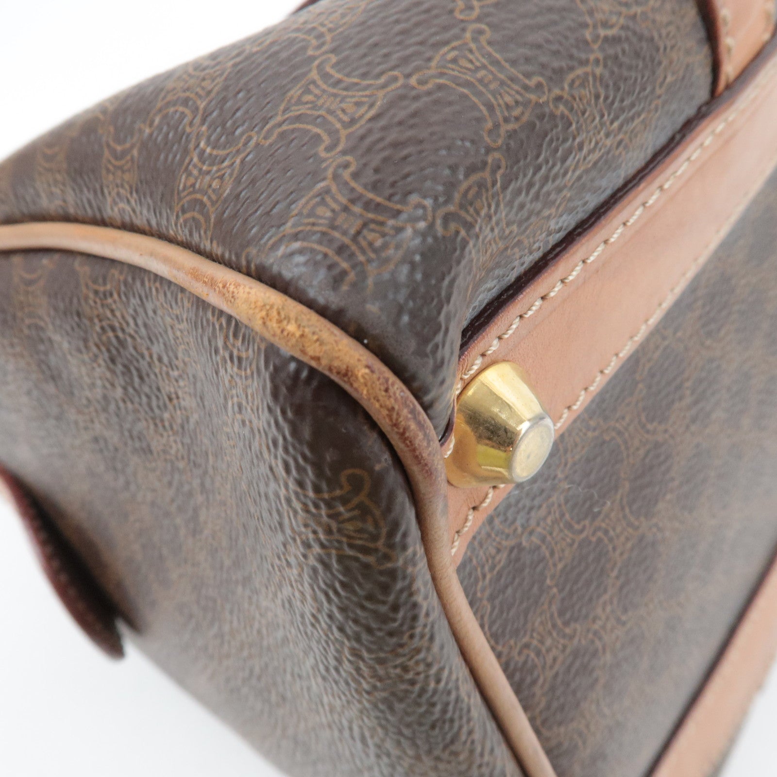 CELINE Macadam PVC Leather Handbag Brown