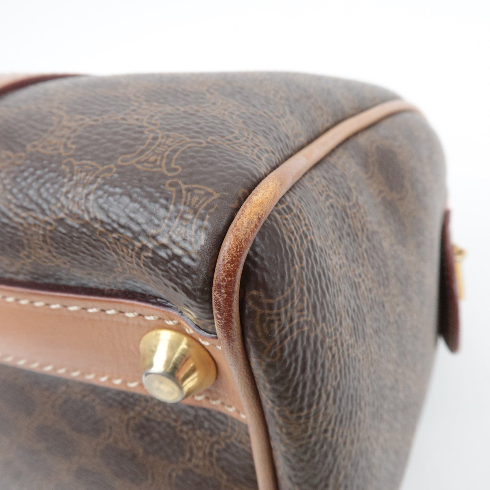 CELINE Macadam PVC Leather Handbag Brown