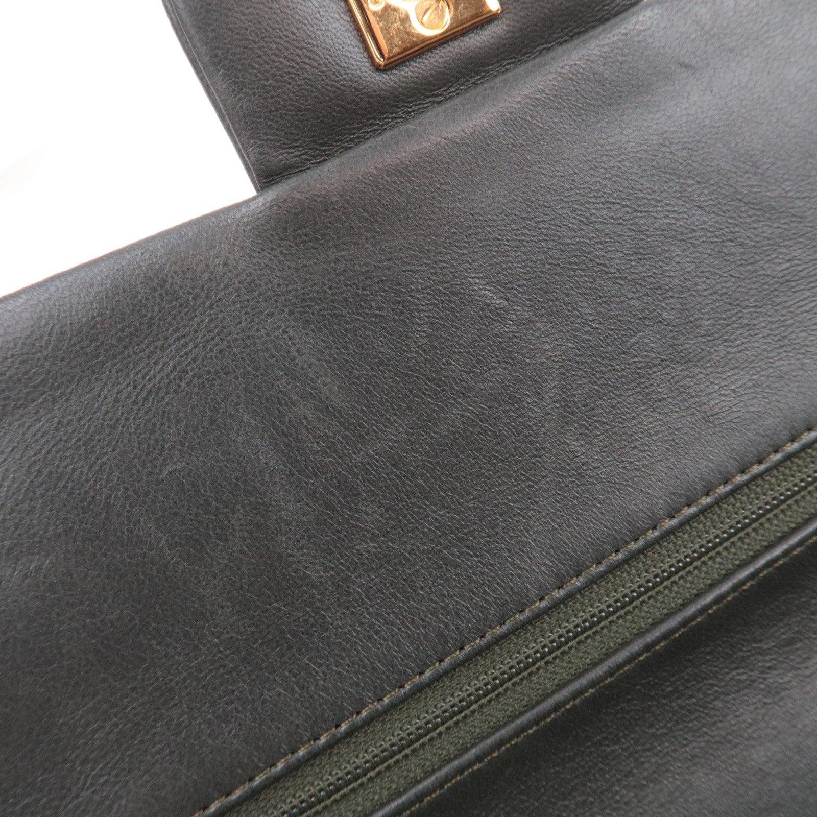 CHANEL Matelasse 25 Lambskin Double Chain Shoulder Bag Dark Green