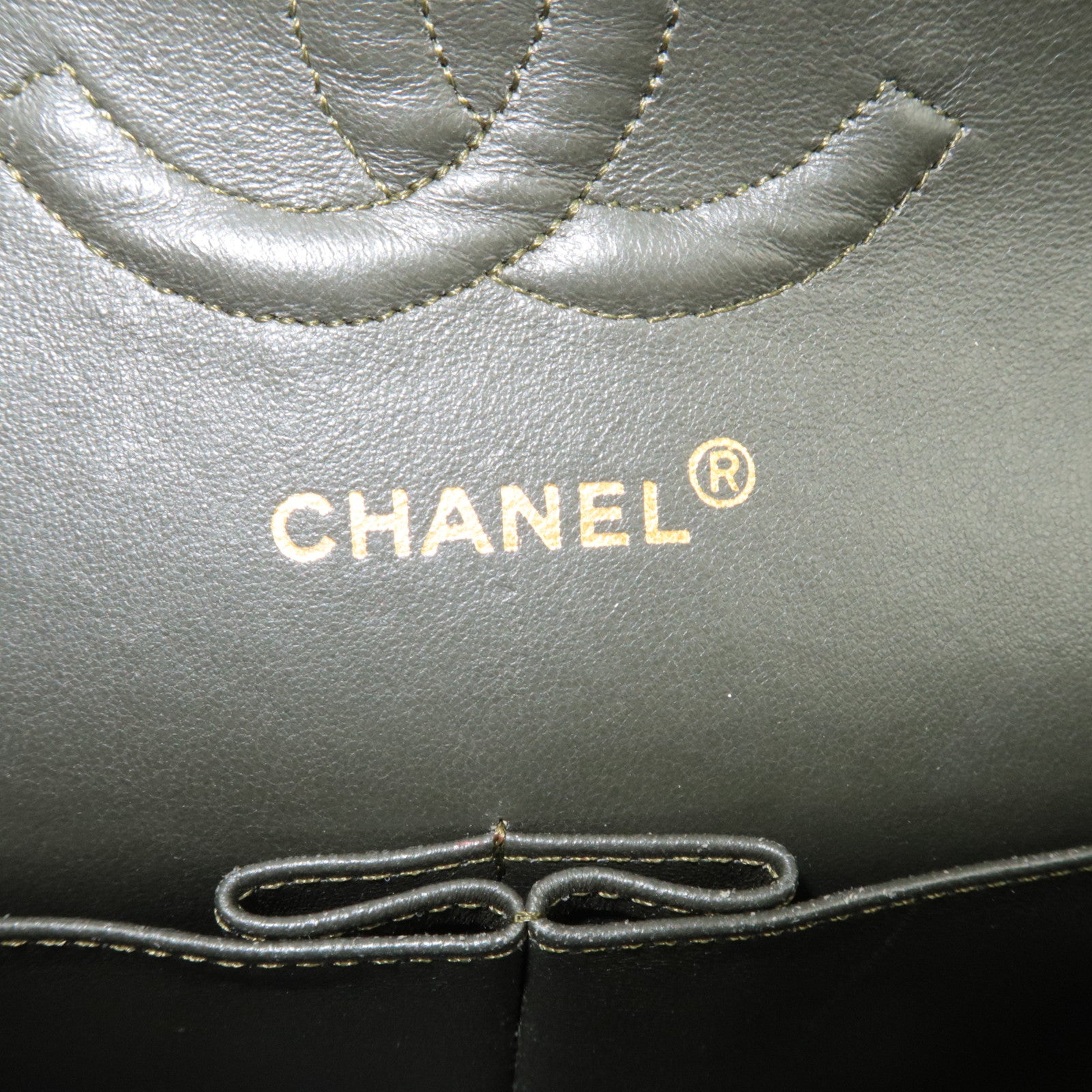 CHANEL Matelasse 25 Lambskin Double Chain Shoulder Bag Dark Green